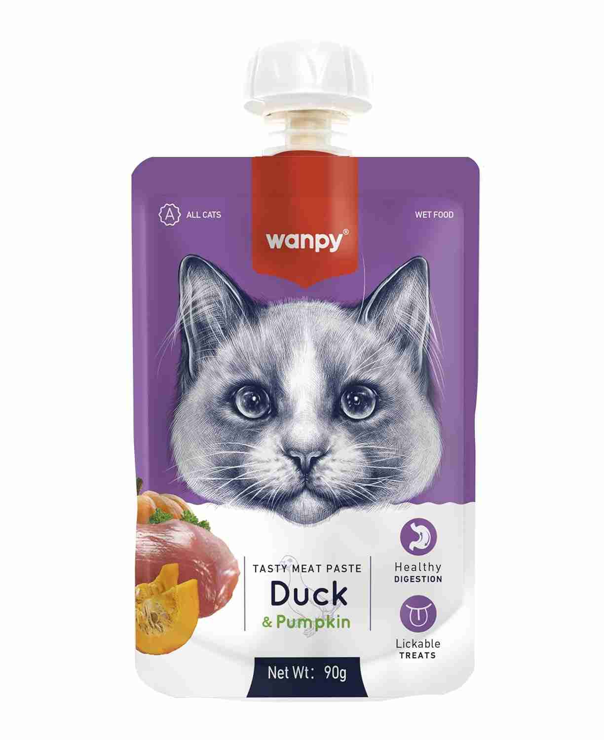 Wanpy Tasty Meat Paste Duck & Pumpkin for Cats, 90g