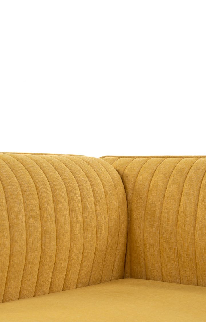 neudot Diva LHS Sofa Chaise Lounger with Golden Legs for Living Room|Bedroom|2 Person Sofa|Diwan|Premium Fabric | Solid Wood Frame|2 Seater (Colour : Husky Yellow (DIY))