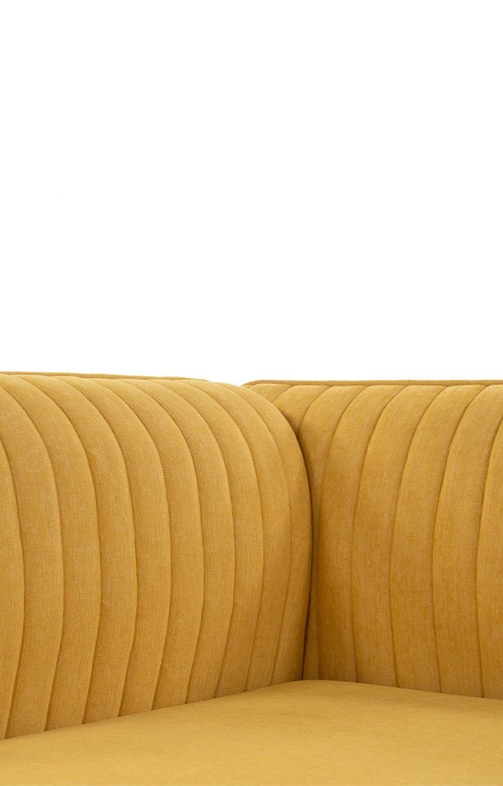 neudot Diva LHS Sofa Chaise Lounger with Golden Legs for Living Room|Bedroom|2 Person Sofa|Diwan|Premium Fabric | Solid Wood Frame|2 Seater (Colour : Husky Yellow (DIY))