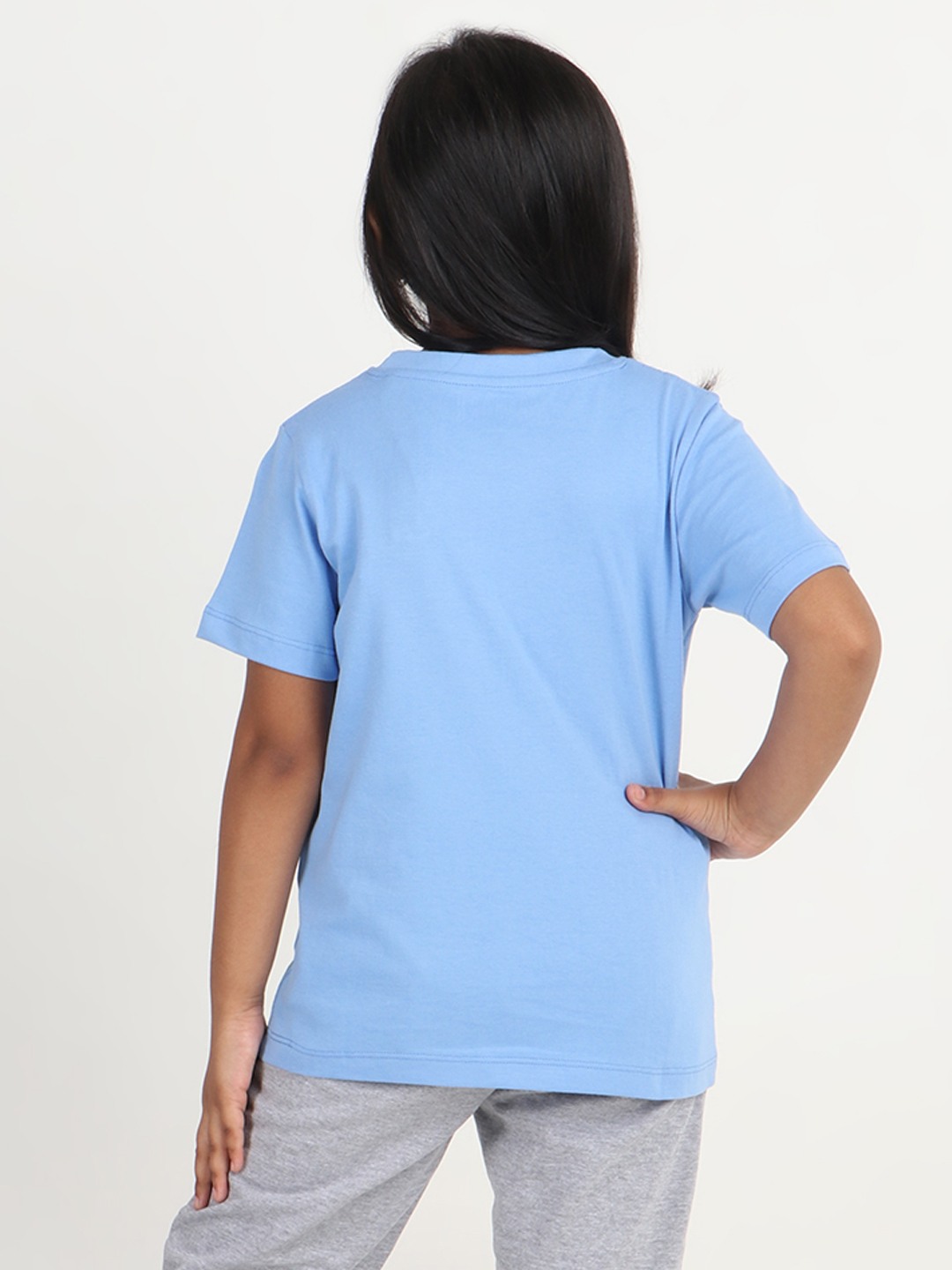 Girls 1 piece chest printed T-shirt- Blue