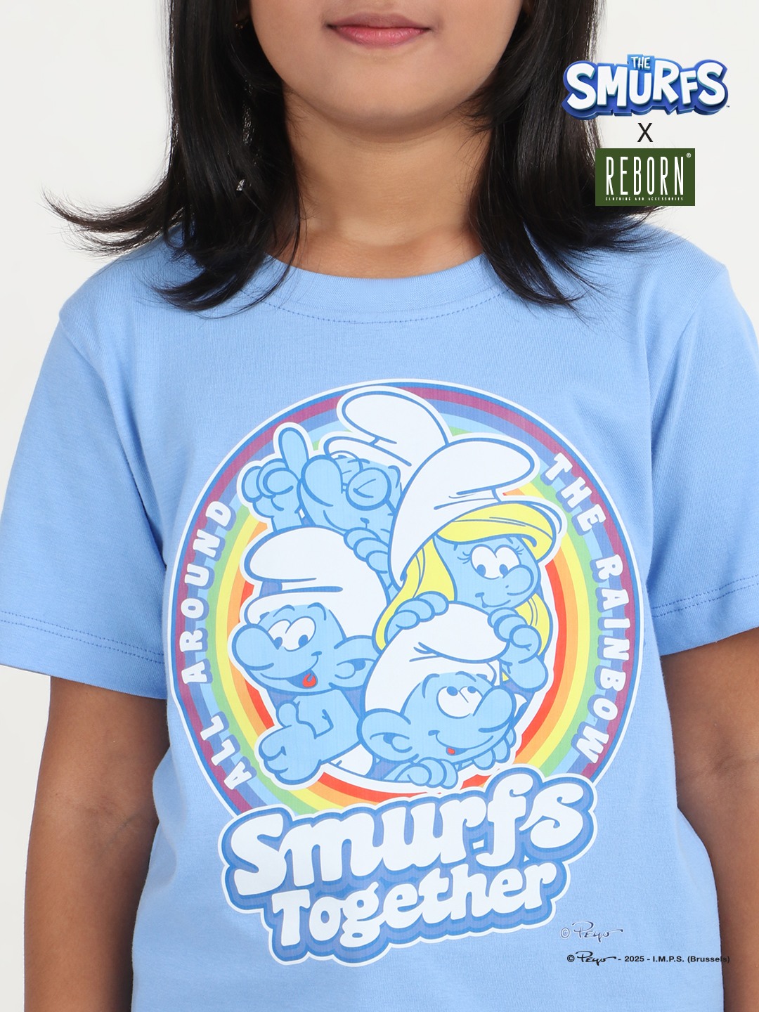 Girls 1 piece chest printed T-shirt- Blue