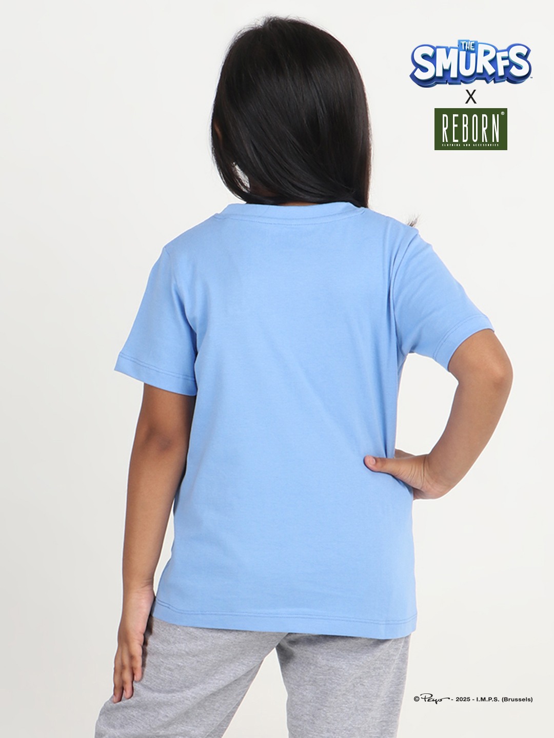 Girls 1 piece chest printed T-shirt- Blue