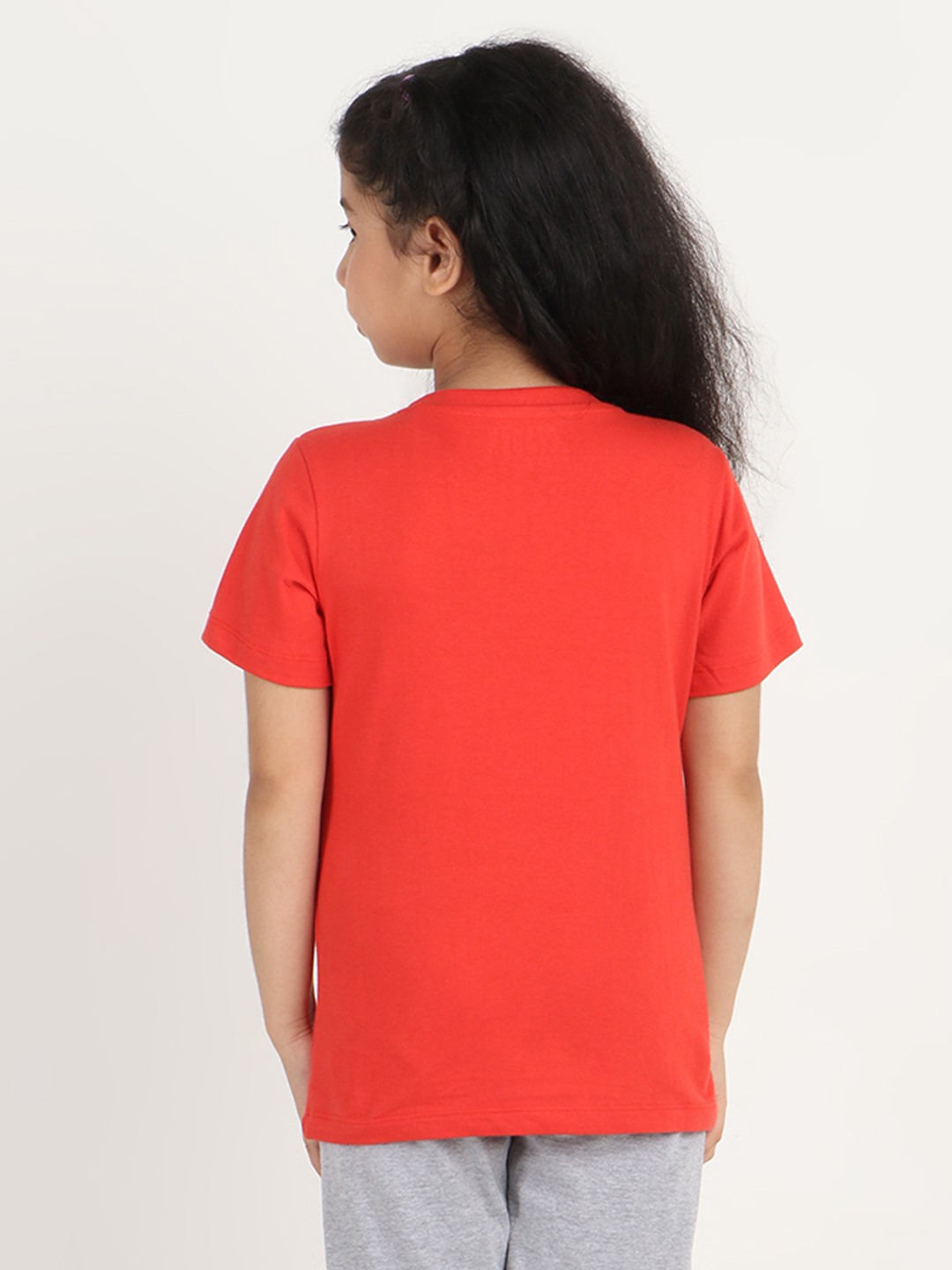 Girls 1 piece chest printed T-shirt- Red