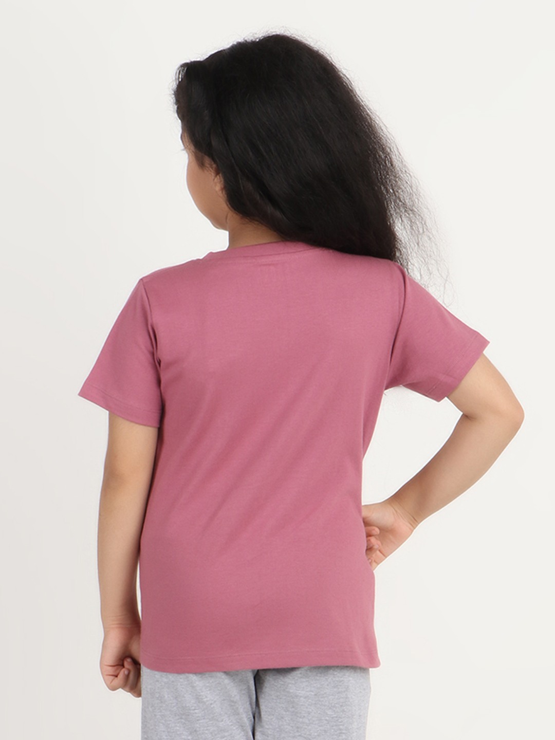 Girls 1 piece chest printed T-shirt- Mouve