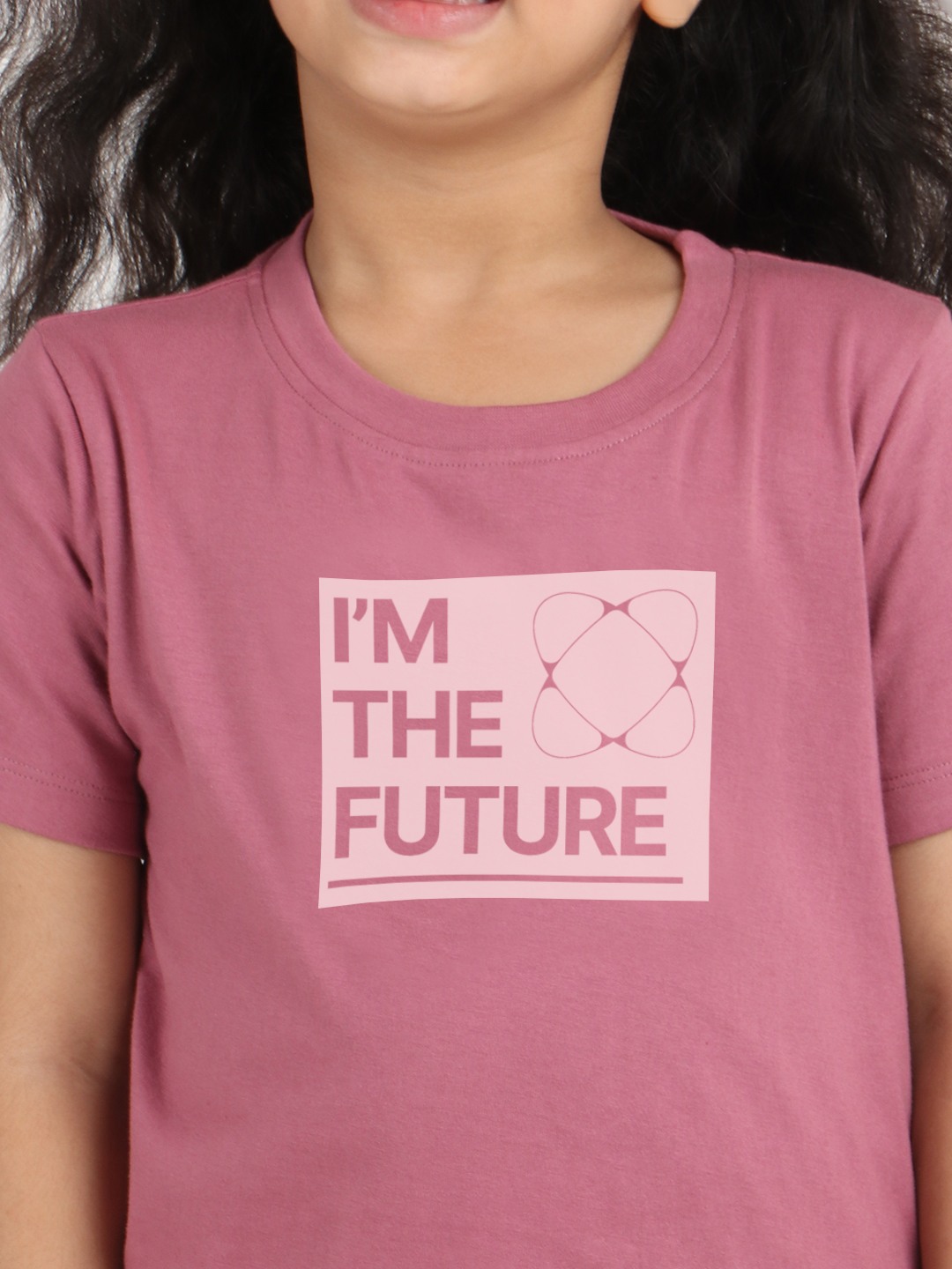 Girls 1 piece chest printed T-shirt- Mouve
