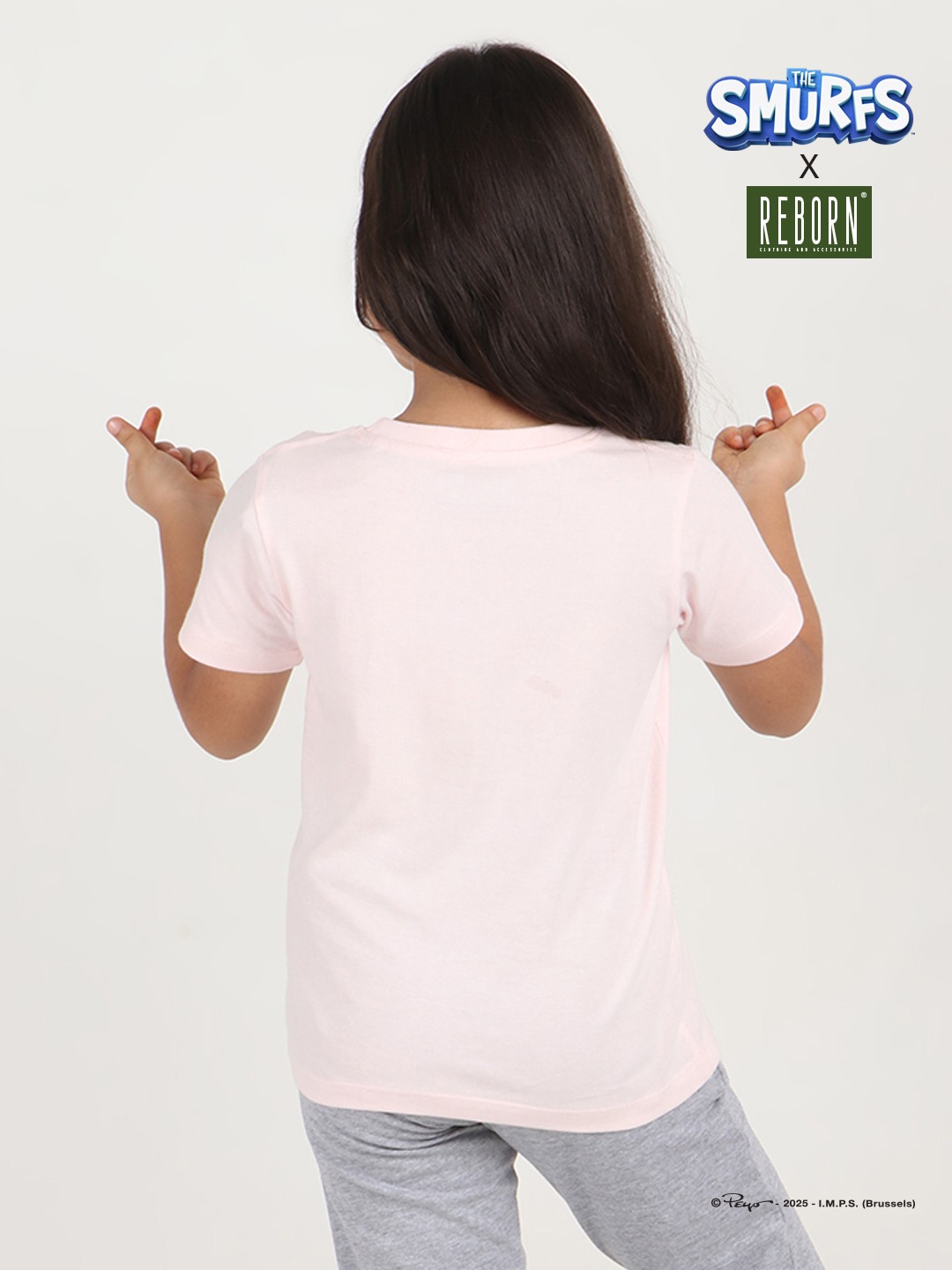 Girls 1 piece chest printed T-shirt- Soft Pink