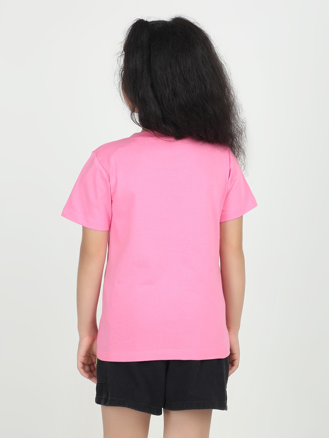 Girls 1 piece chest printed T-shirt- Pink