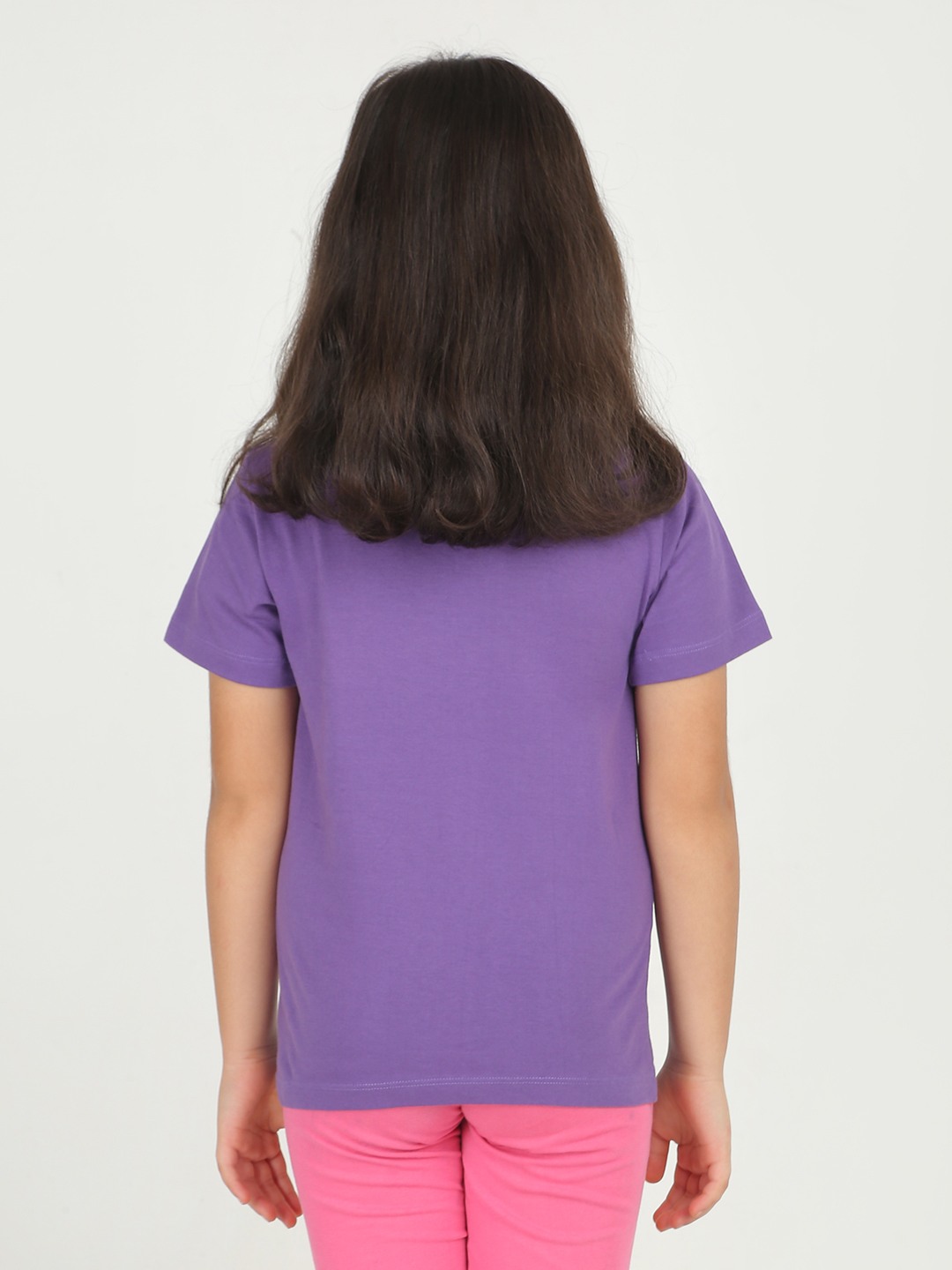 Girls 1 piece chest printed T-shirt-Purple Dark