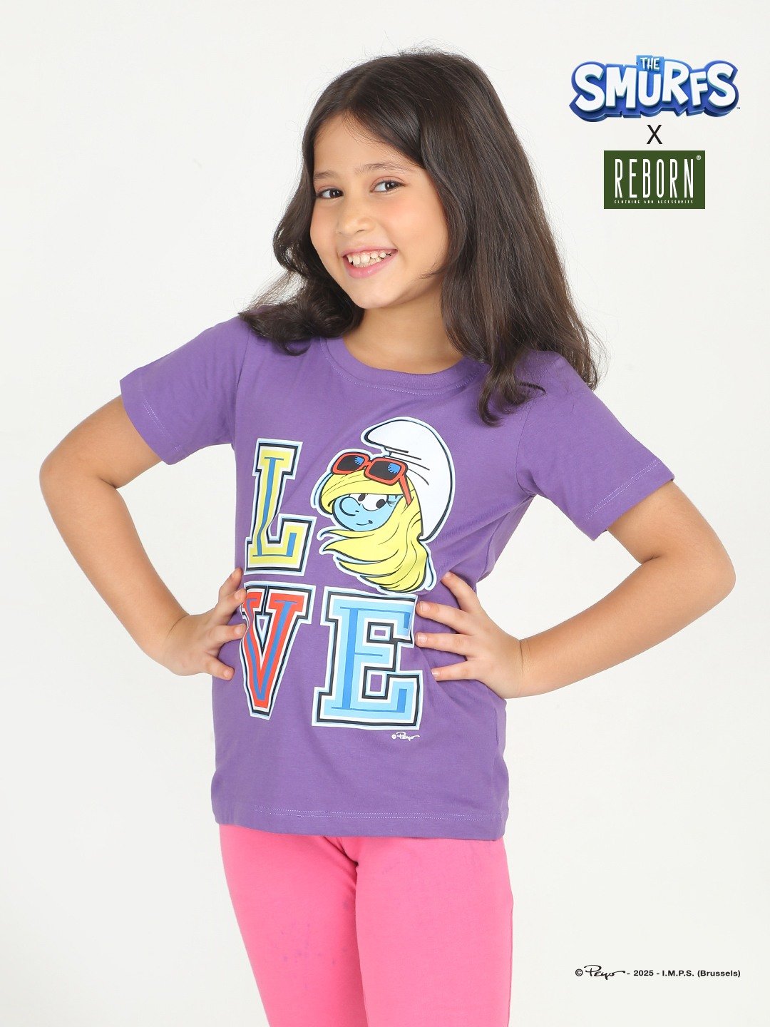 Girls 1 piece chest printed T-shirt-Purple Dark