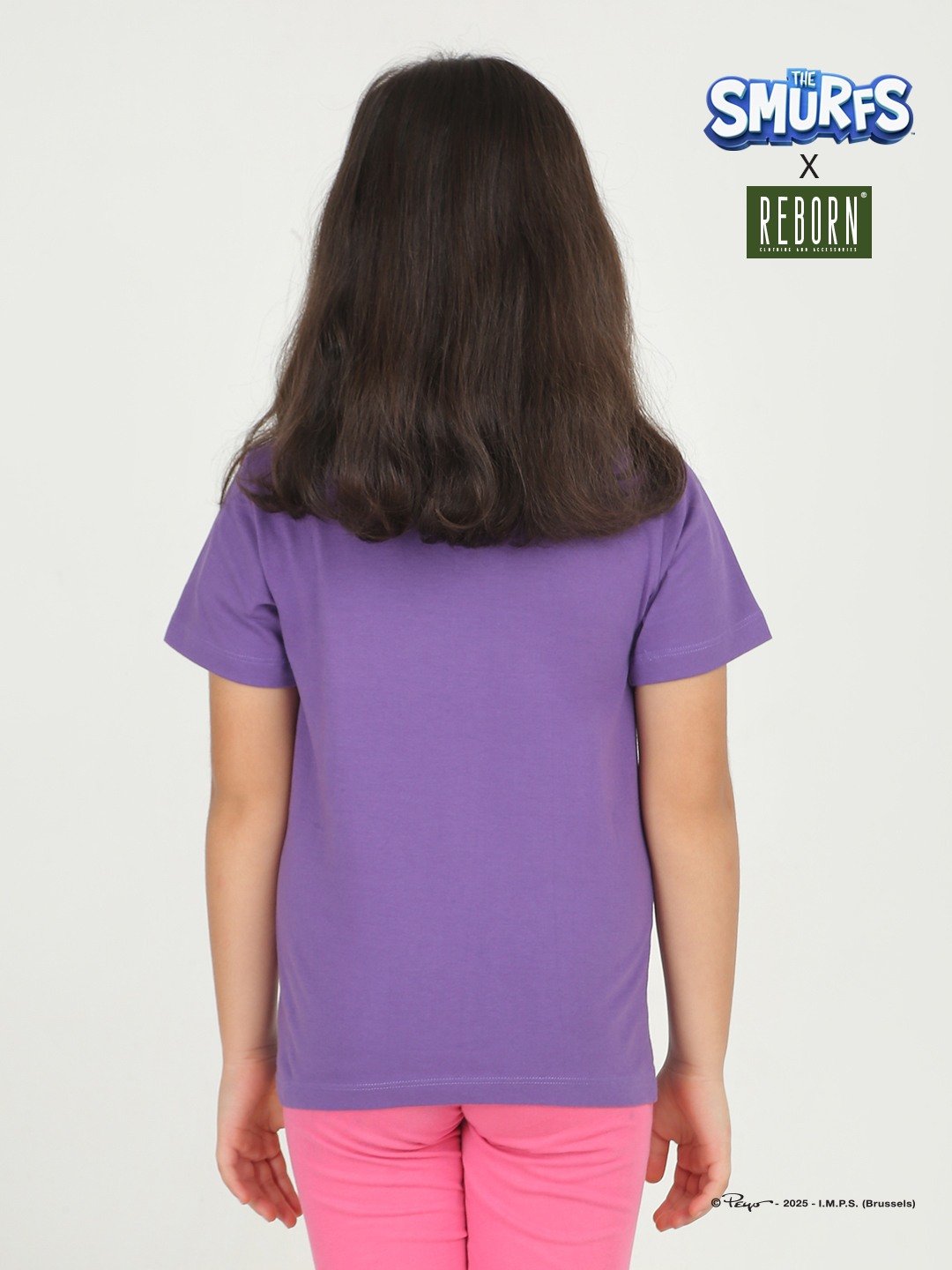 Girls 1 piece chest printed T-shirt-Purple Dark