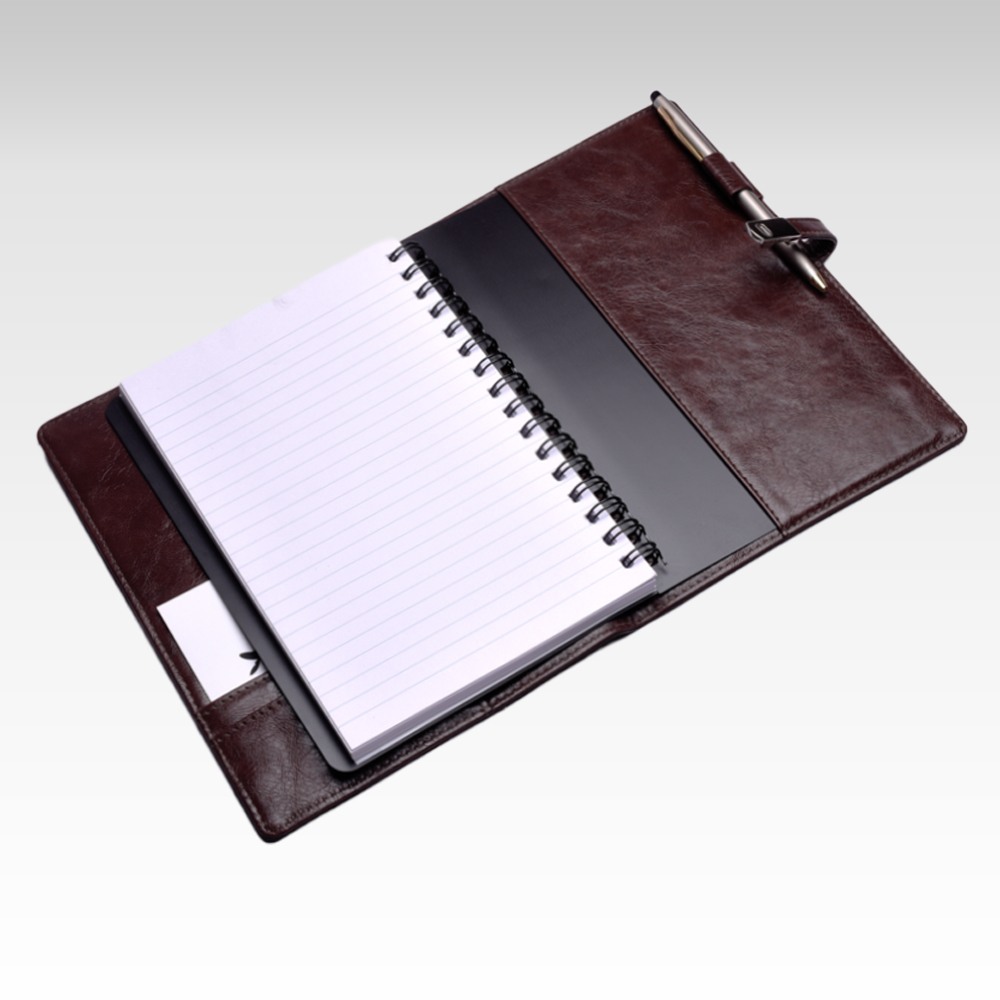 A5 Personal Organizer | Fits Any A5 Size Spiral Notebook | Magnetic Strap Closure | Two Small and One Large Inside Pocket | Mochino Series | Brown