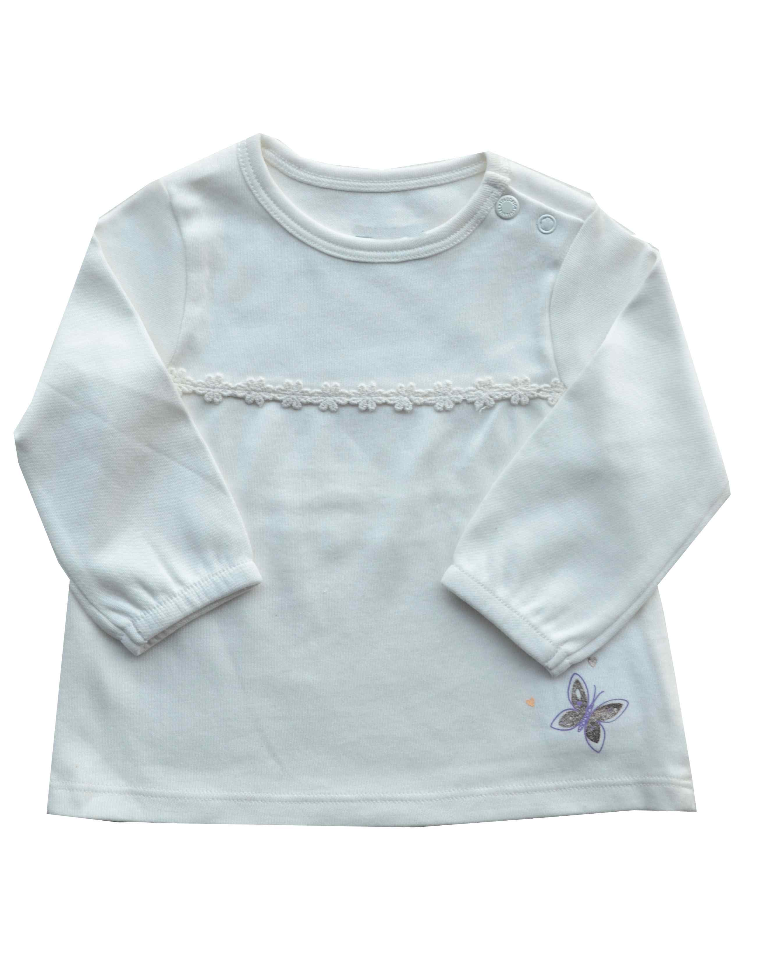 Baby Girls Top with full sleeves;Color-White