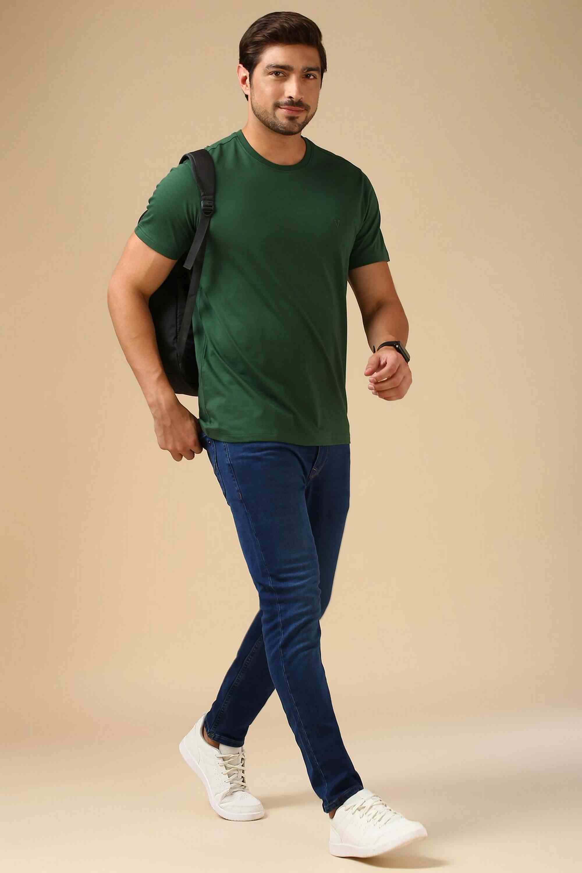 VAN HEUSEN Solid Cotton Round Neck Men's T-Shirt