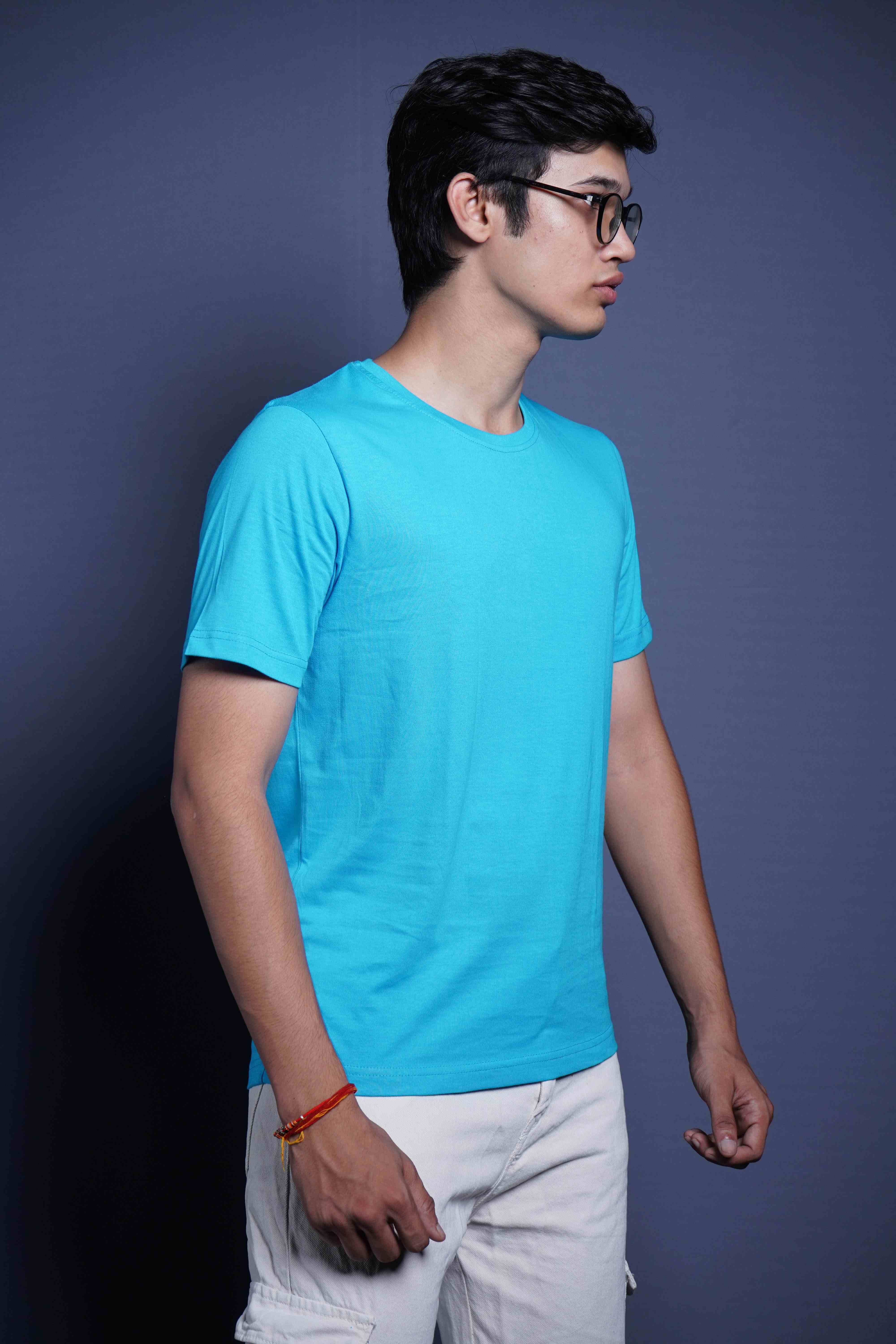 One Denim Soft Green Round Neck Cotton T-Shirt