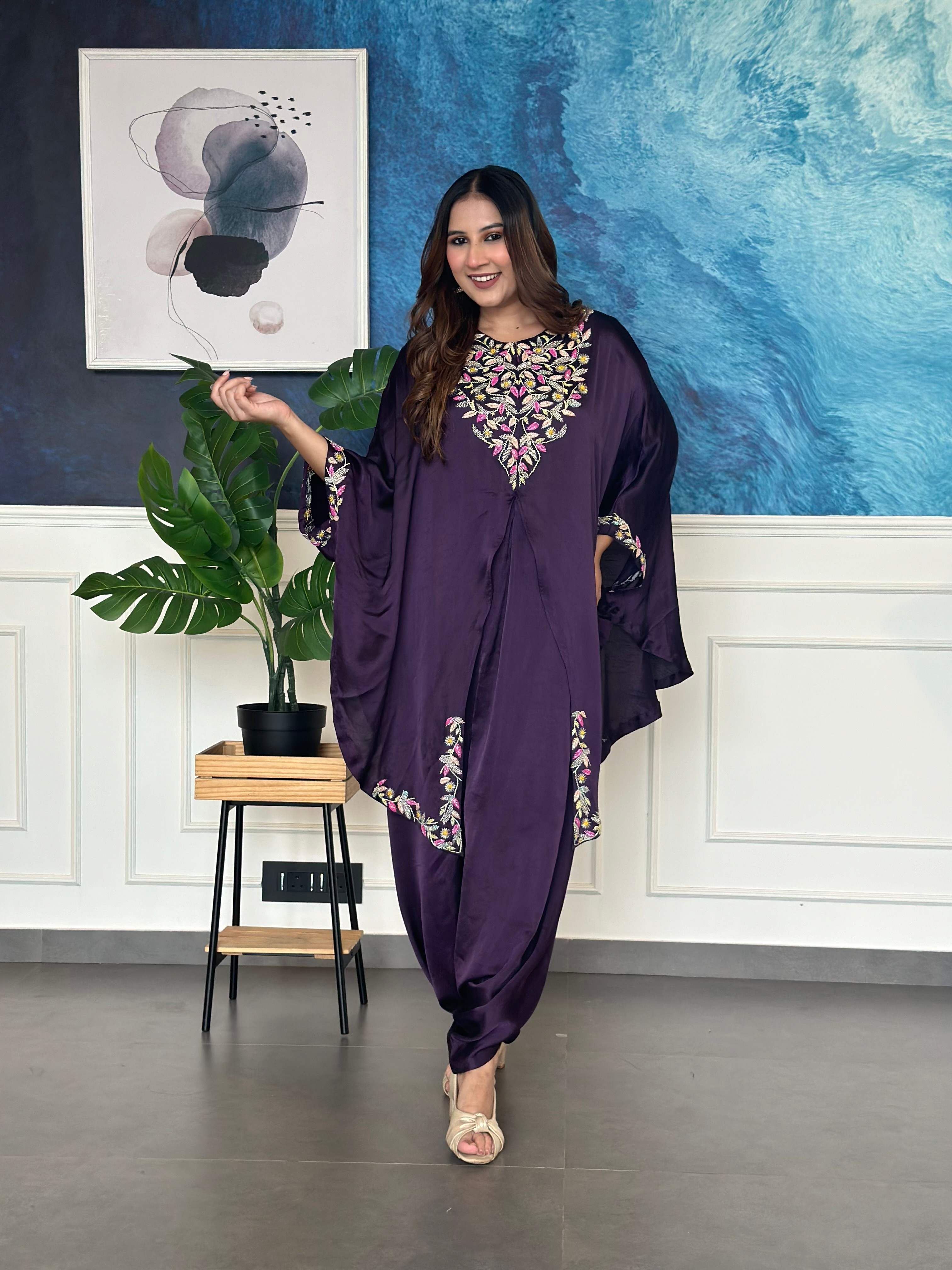 Violet Dhoti Style Layered Jumpsuit