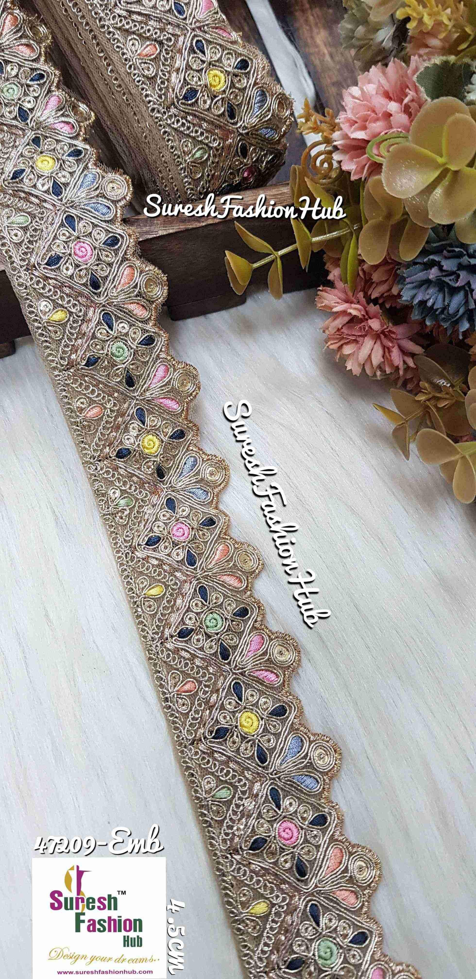 Sabyasachi-Inspired Floral Cutwork Embroidery Lace - No3
