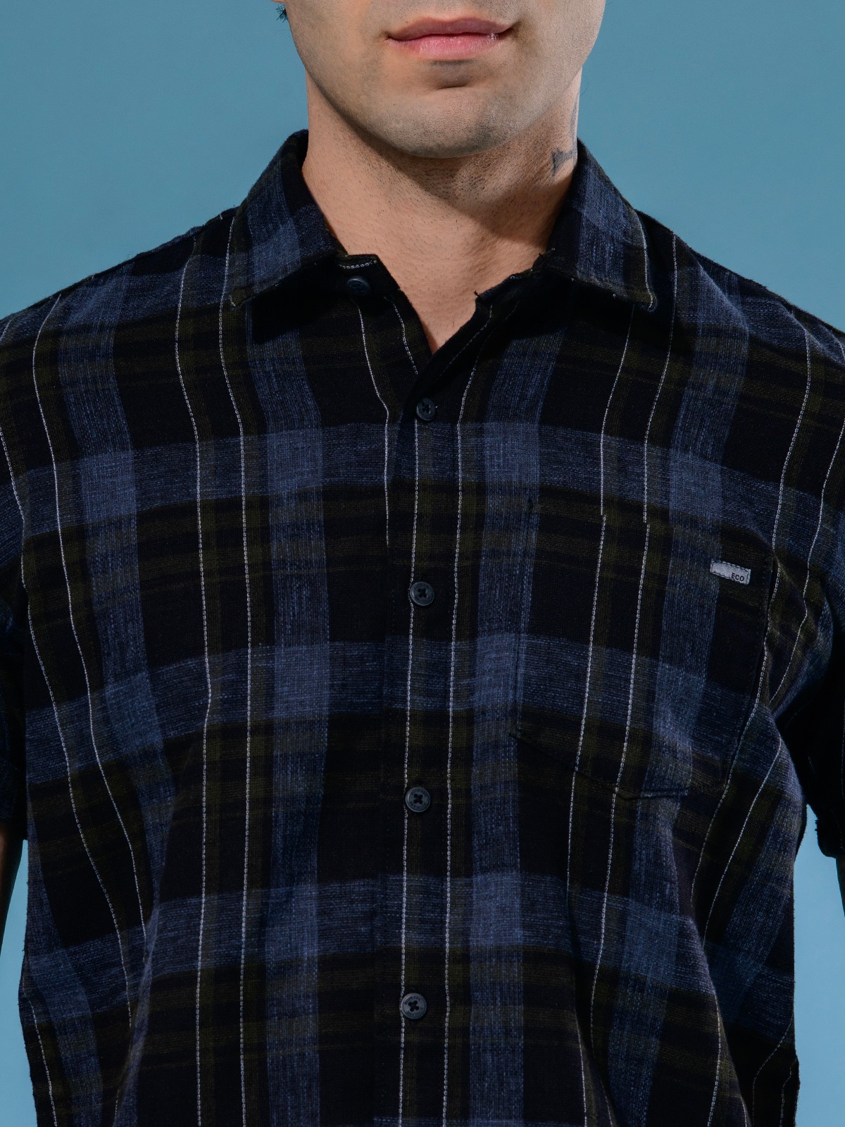 ALBION MENS ECOHAWK GREEN CHECKS SHIRT