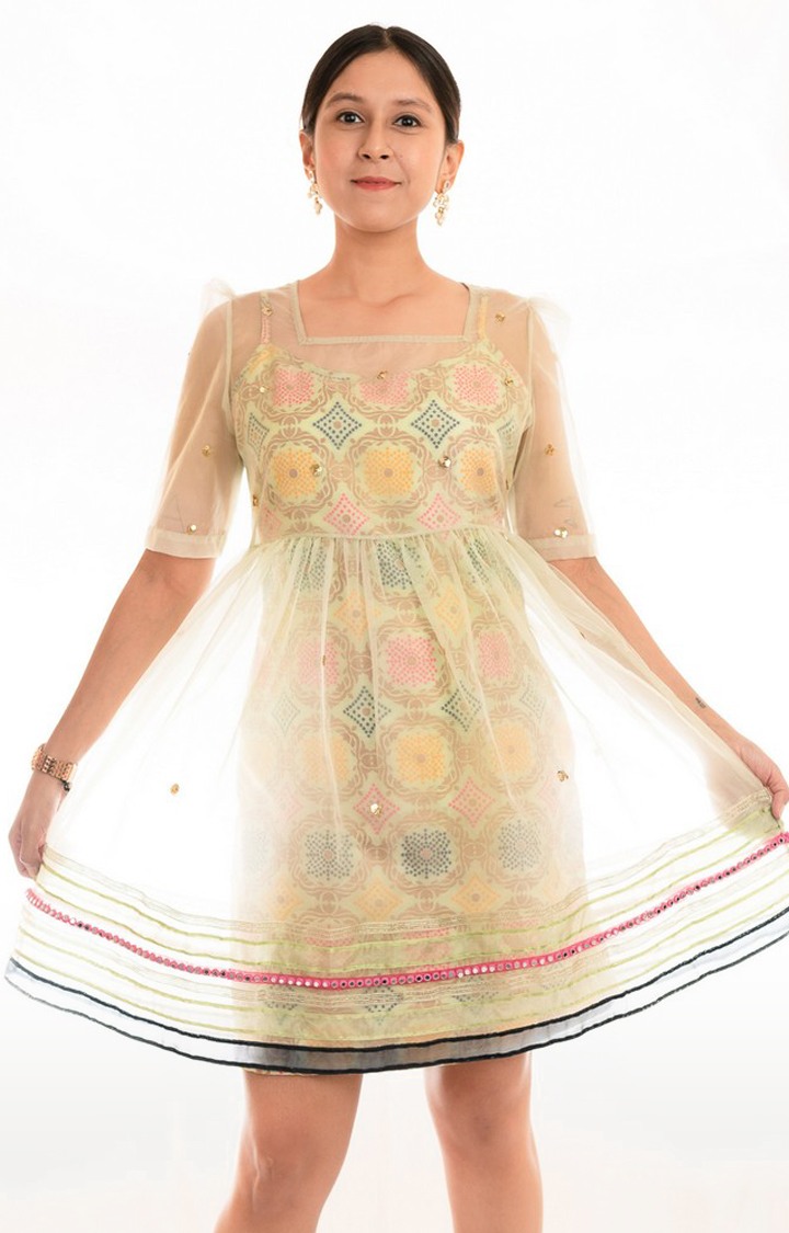 INGINIOUS Clothing Co. | Women's Yellow Blended Printed Shift Dress