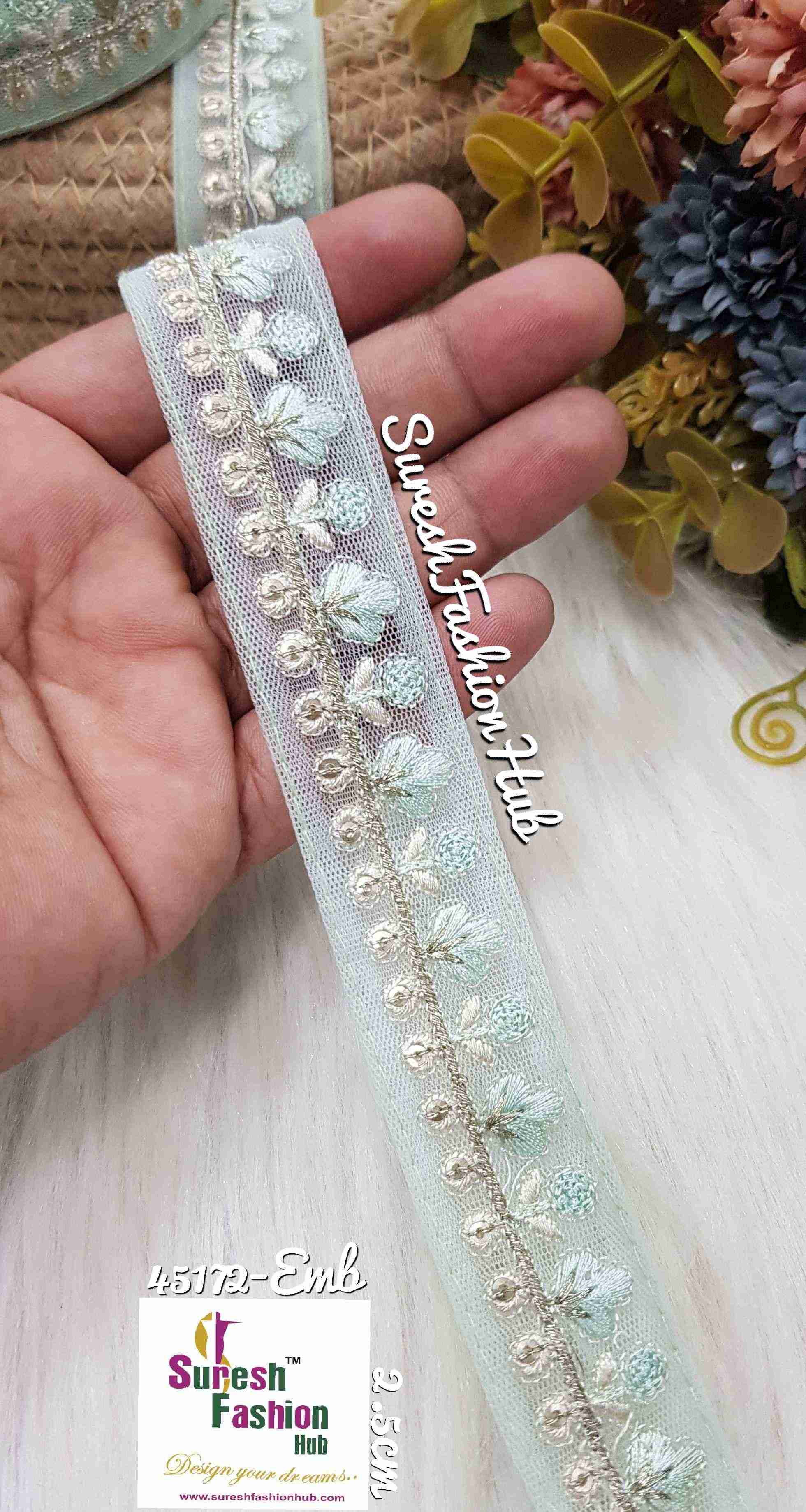 Radiant Ice Blue Threaded Designer Trim