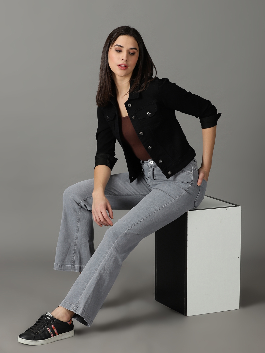 Showoff | SHOWOFF Women Grey Solid  Bootcut Jeans 4