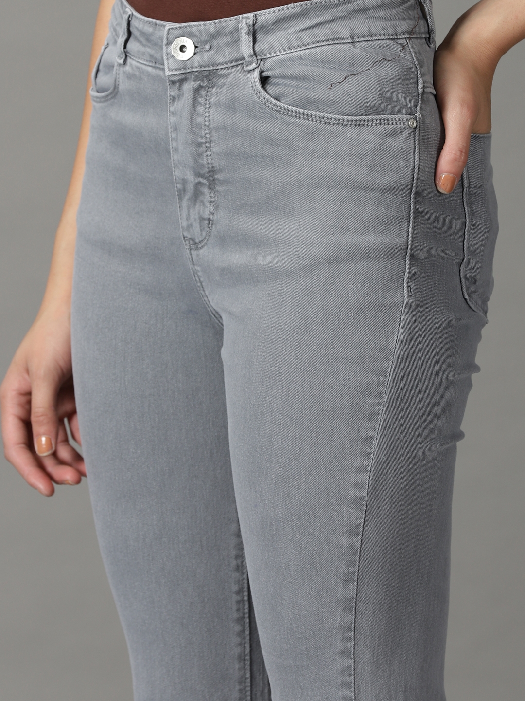 Showoff | SHOWOFF Women Grey Solid  Bootcut Jeans 5