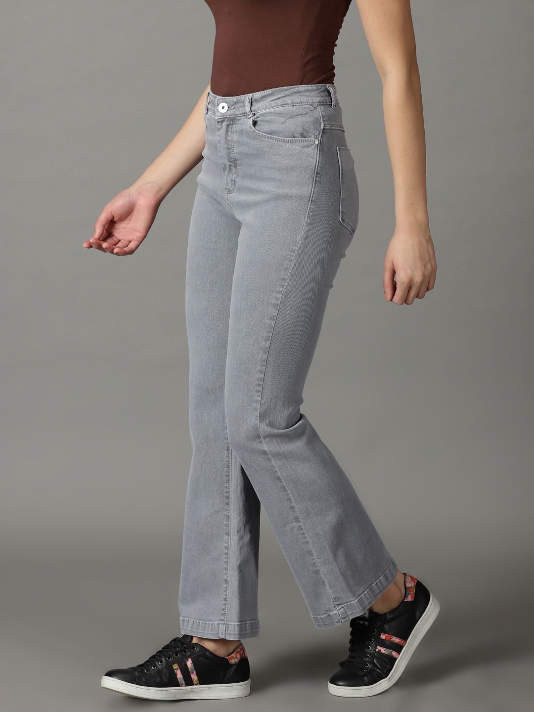 Showoff | SHOWOFF Women Grey Solid  Bootcut Jeans 2
