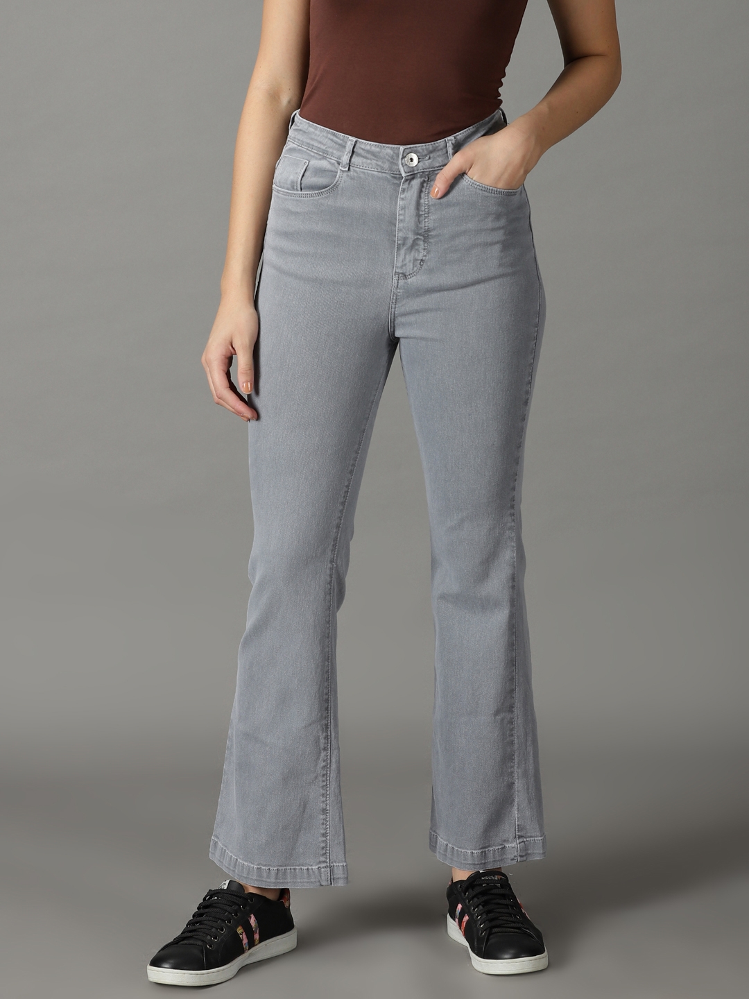 Showoff | SHOWOFF Women Grey Solid  Bootcut Jeans 1