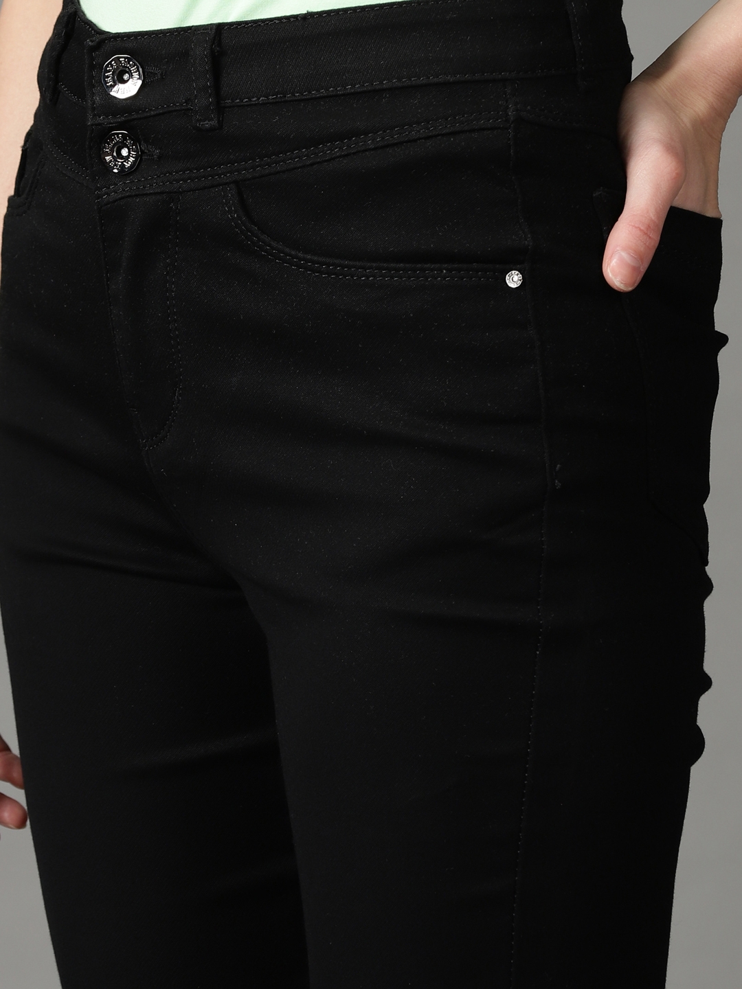 Showoff | SHOWOFF Women Black Solid  Bootcut Jeans 5