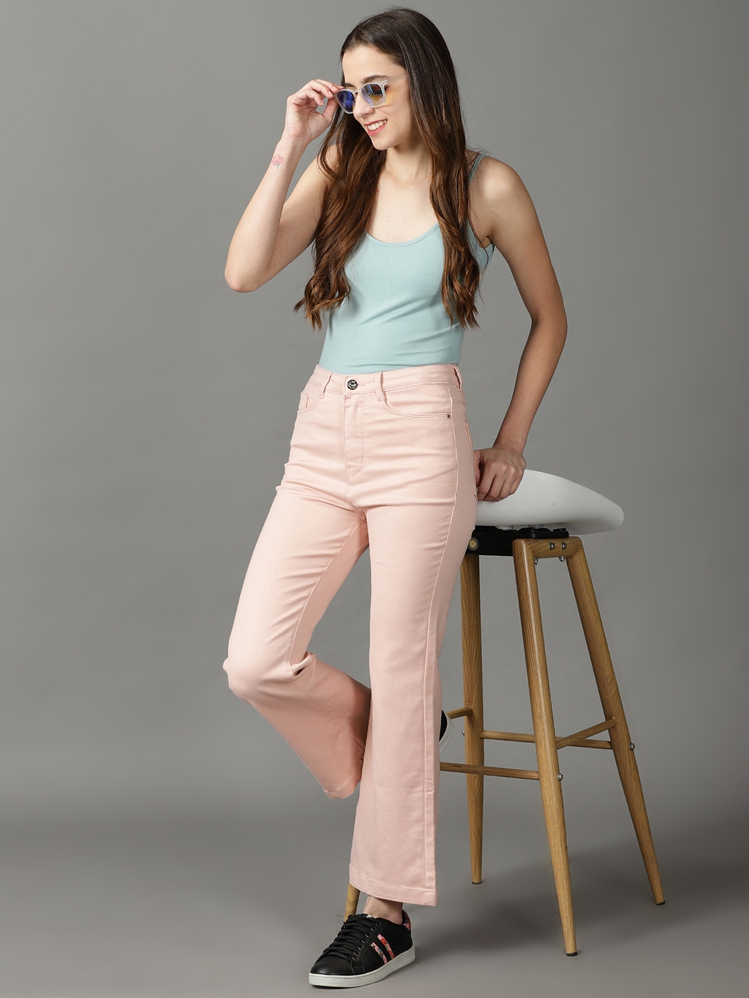 Showoff | SHOWOFF Women Peach Solid  Bootcut Jeans 4
