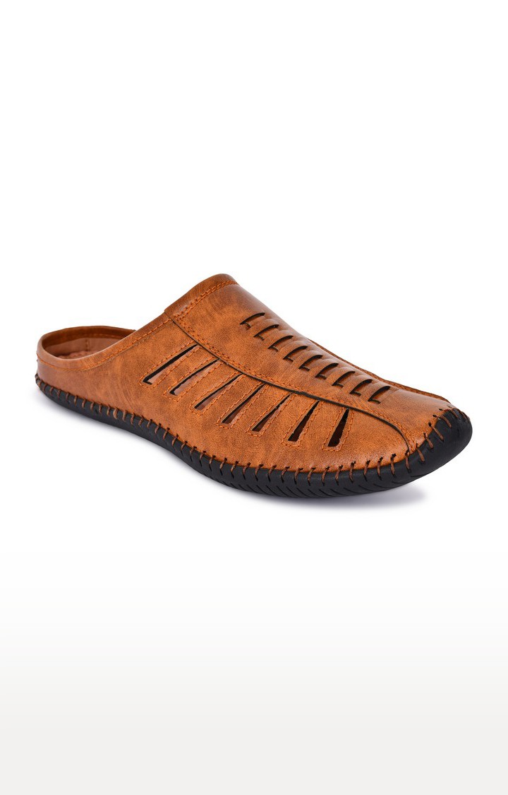 Mens brown leather shop mules