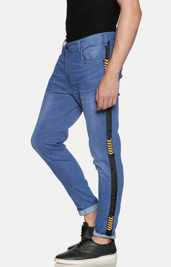 IMPACKT | Impackt Medium Washed Skinny Fit Printed Side Tape Jeans For Men 2