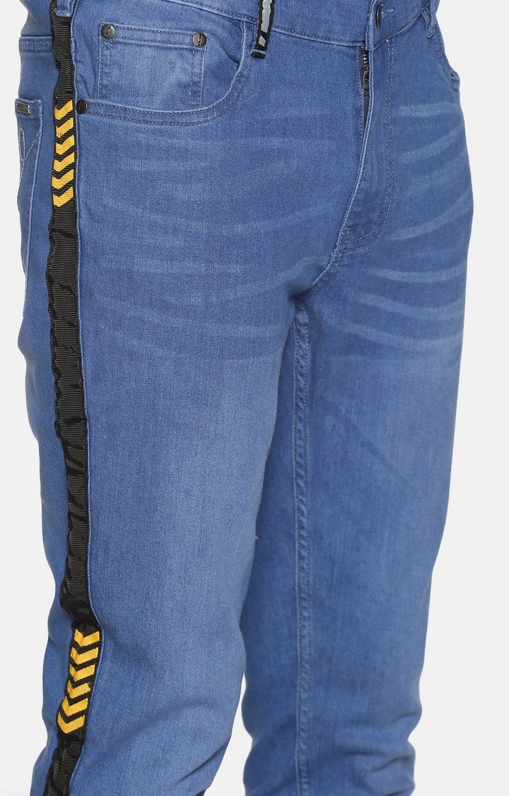 IMPACKT | Impackt Medium Washed Skinny Fit Printed Side Tape Jeans For Men 4