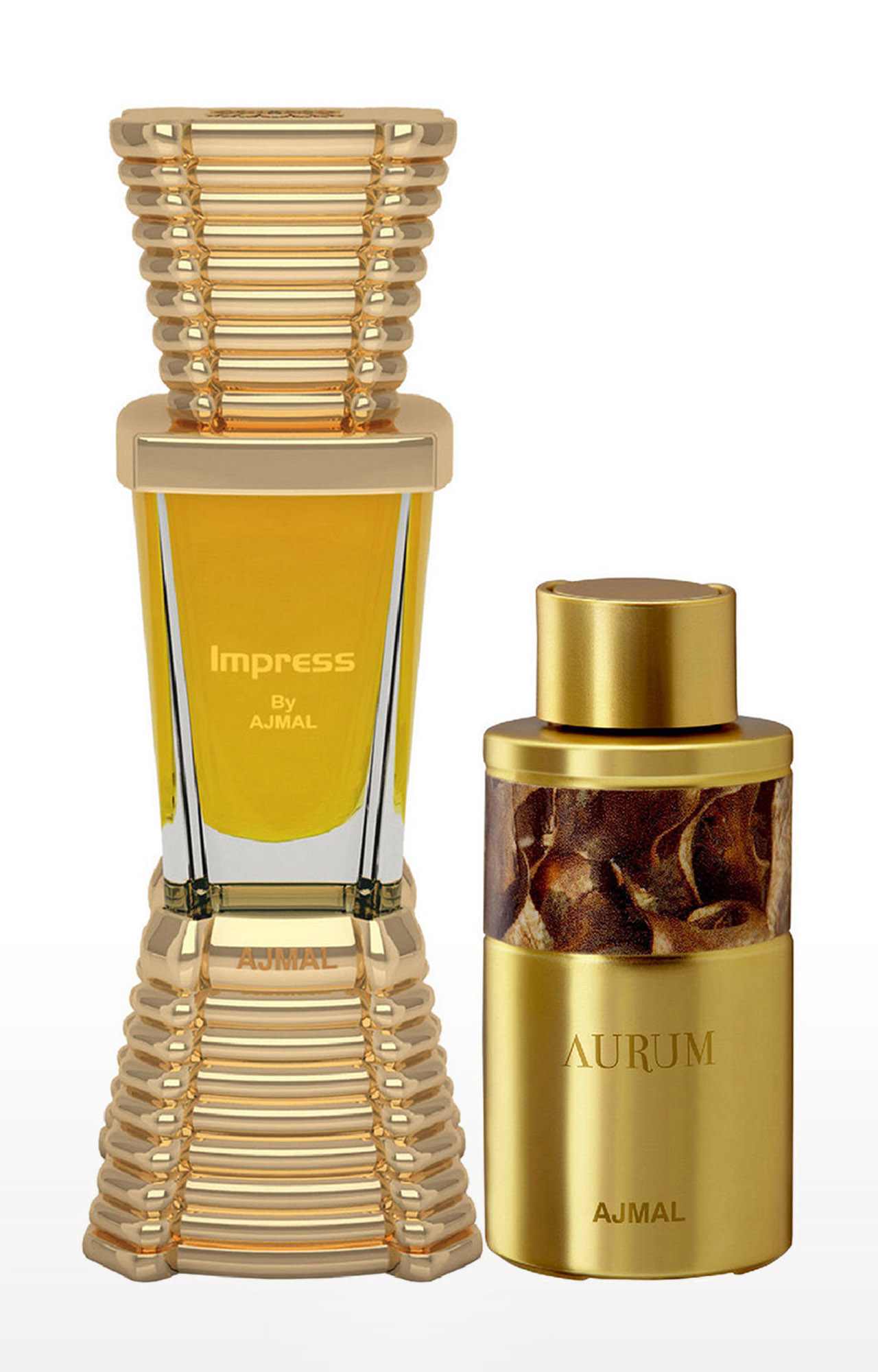 Ajmal Impress Concentrated Perfume Oil Alcohol-free Attar 10ml for Men and Aurum Concentrated Perfume Oil Fruity Alcohol-free Attar 10ml for Women