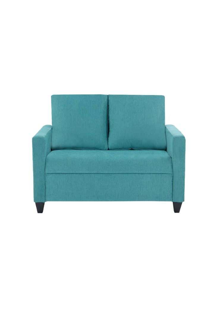 neudot Saya Sofa for Living Room |2 Persons Sofa|Premium Fabric with Cushioned Armrest | Solid Wood Frame|2 Seater in Saya Teal Color