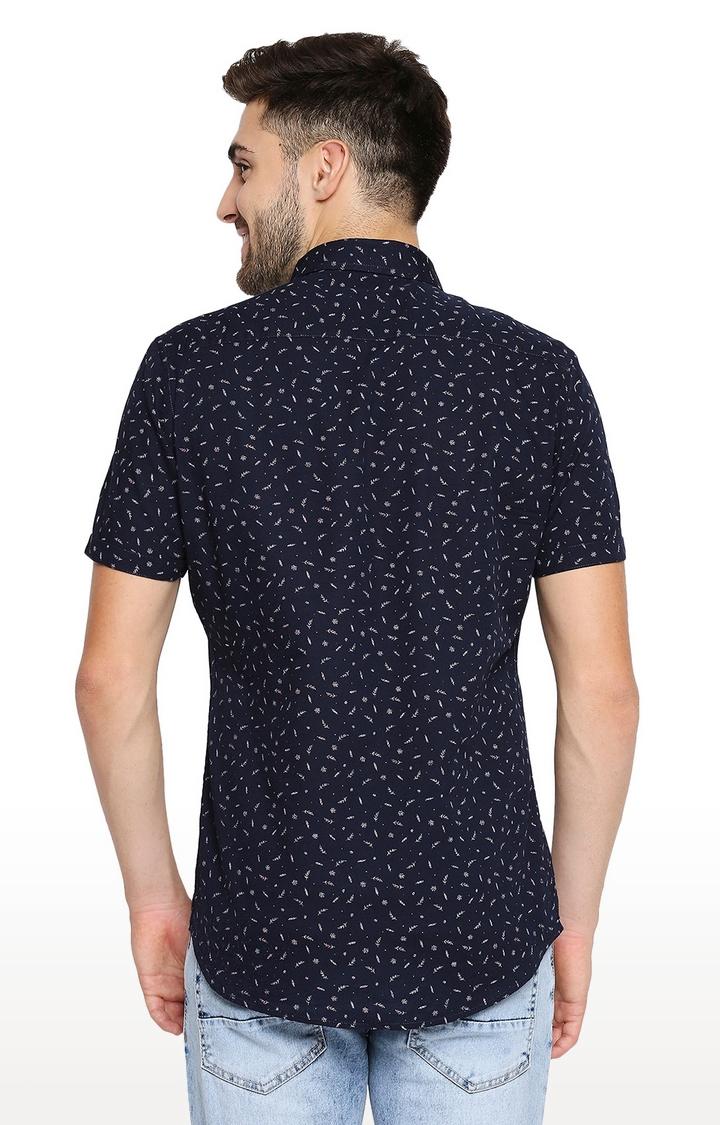 EVOQ | EVOQ Half Sleeves Cotton Blue Printed Semi-Casual Shirt with Stylish Pocket for Men 4