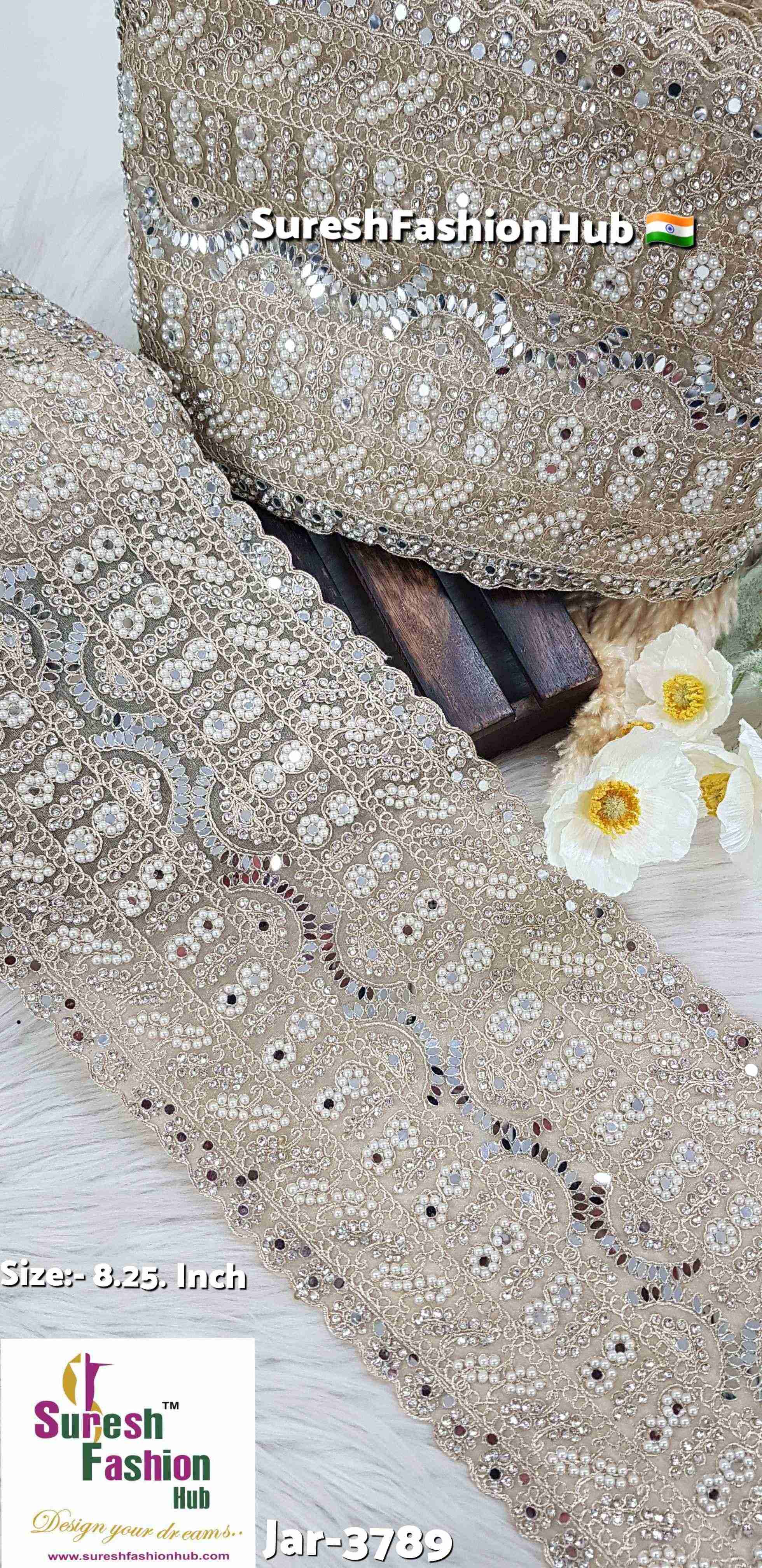 Pearl Organza Grand Scalloped Lace