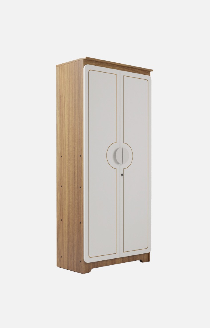 NEUDOT Astona Delight 2 Door Wardrobe - Leon Teak Finish | Space & Clothes Organizer | Cupboard | Almari |Wardrobe |Living Room| Adult & Kids | 1 Year Warranty