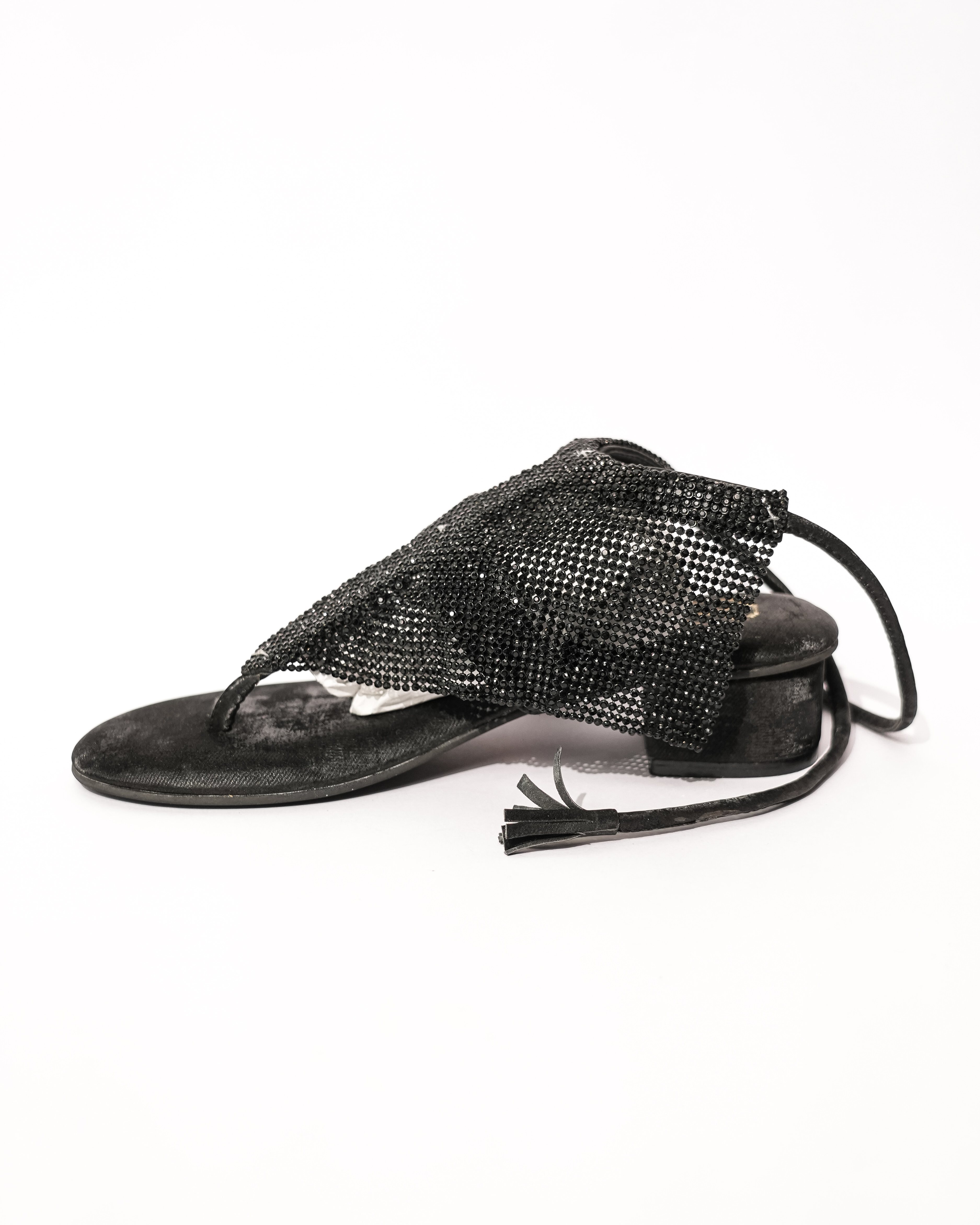 BLACK JELLY MESH HEELS