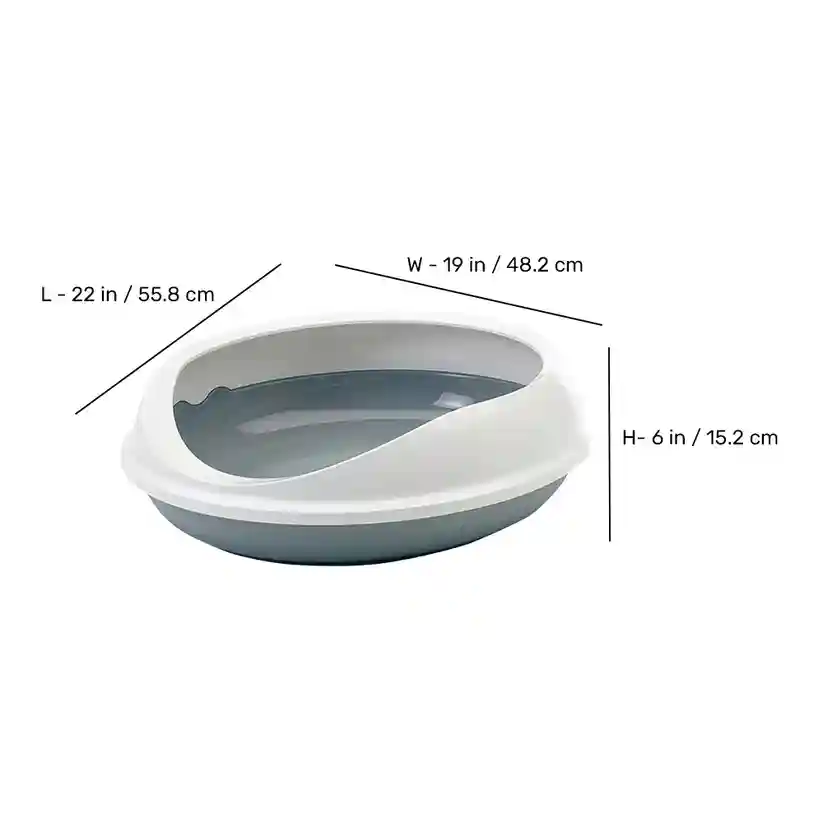 Savic Figaro Oval Cat Litter Tray + Rim - Cold Grey - 22 Inch