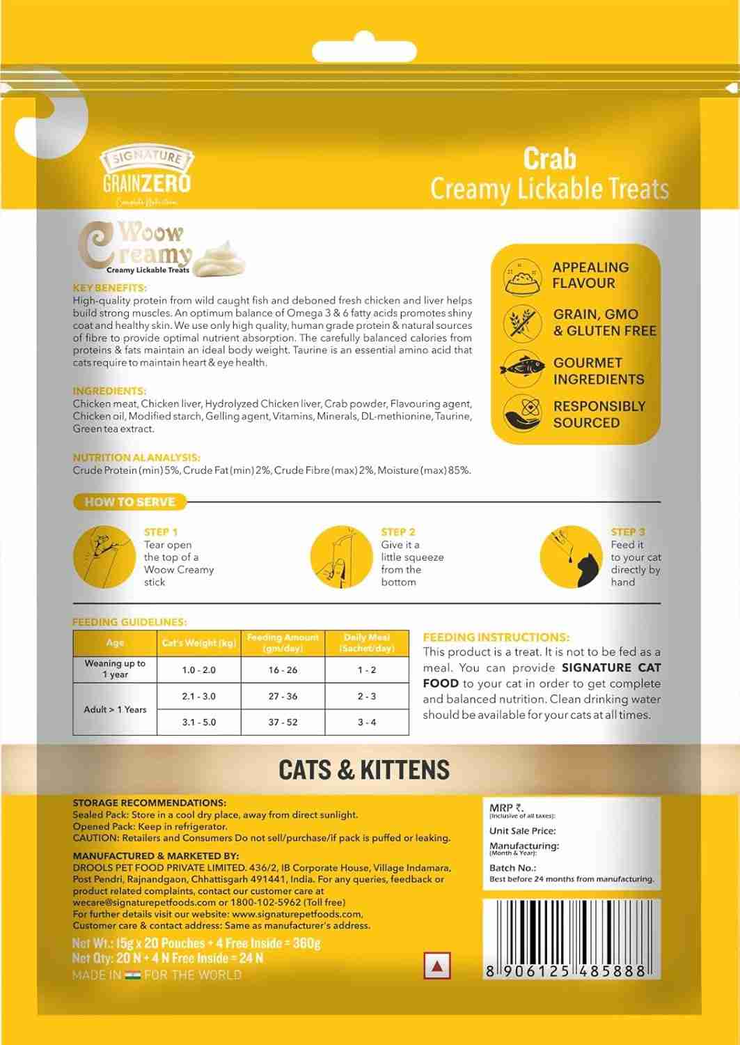 Grain Zero Crab Lickable Creamy Cat Treats
