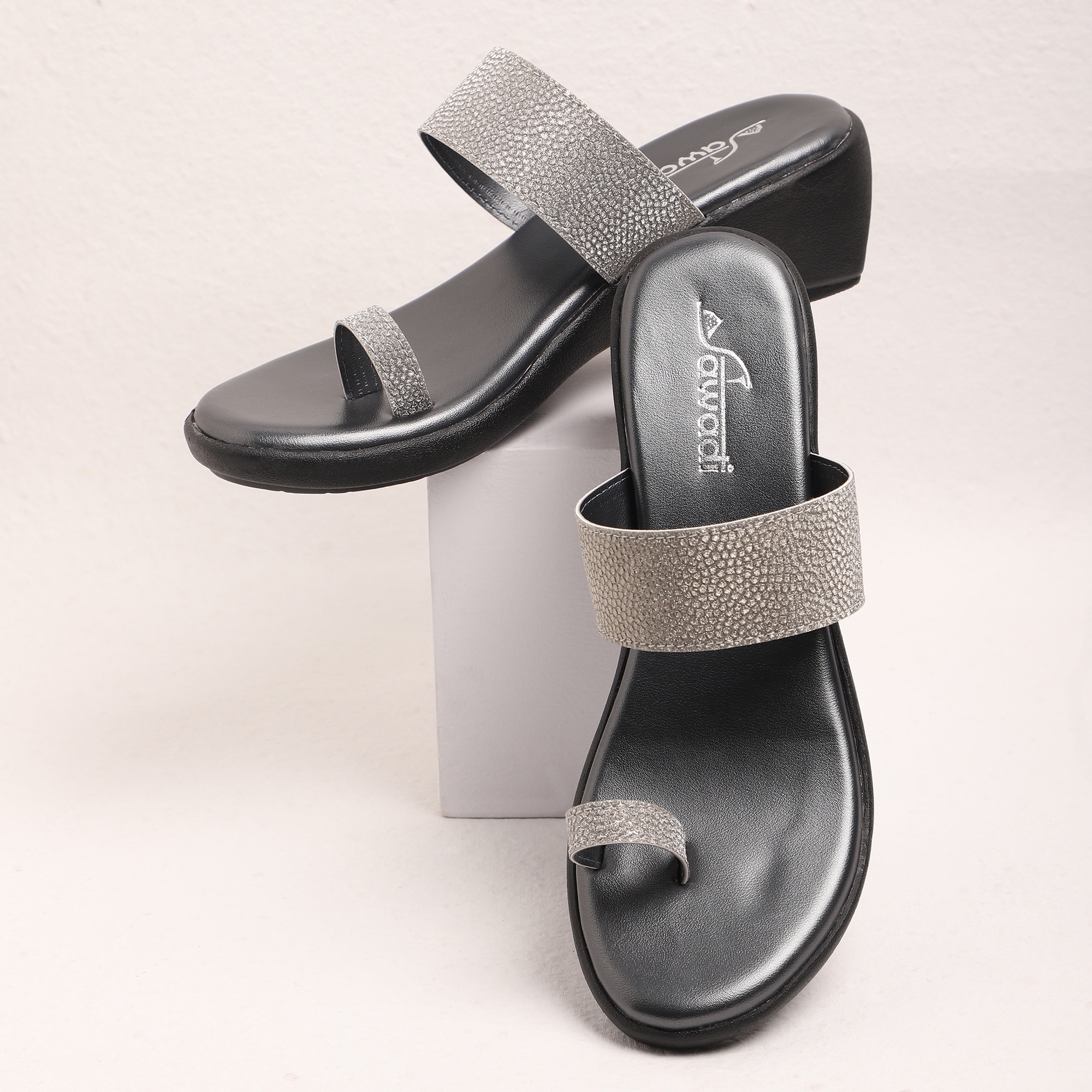 Women Grey Wedges Sandal