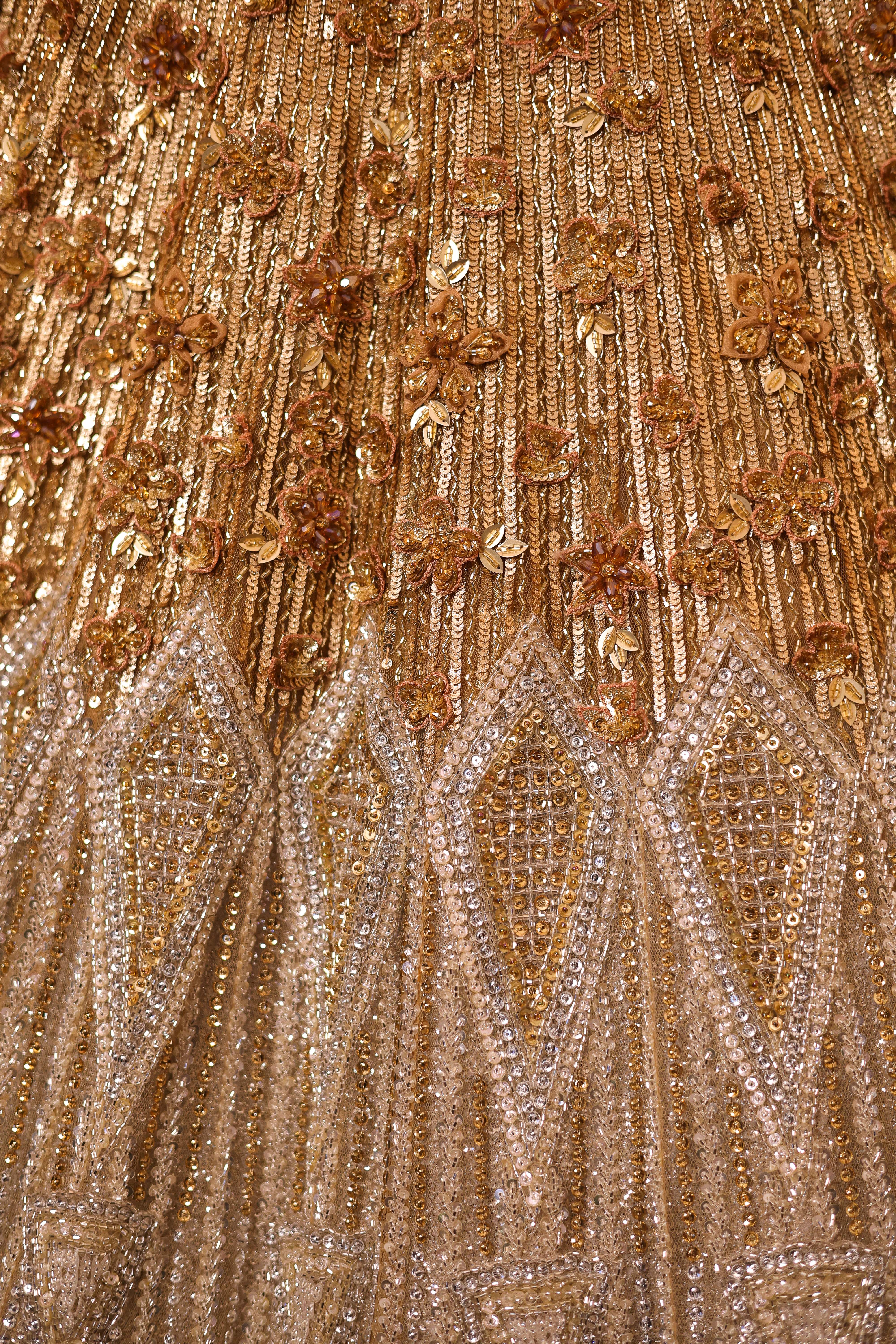 Ombre Gold & Silver Lehenga