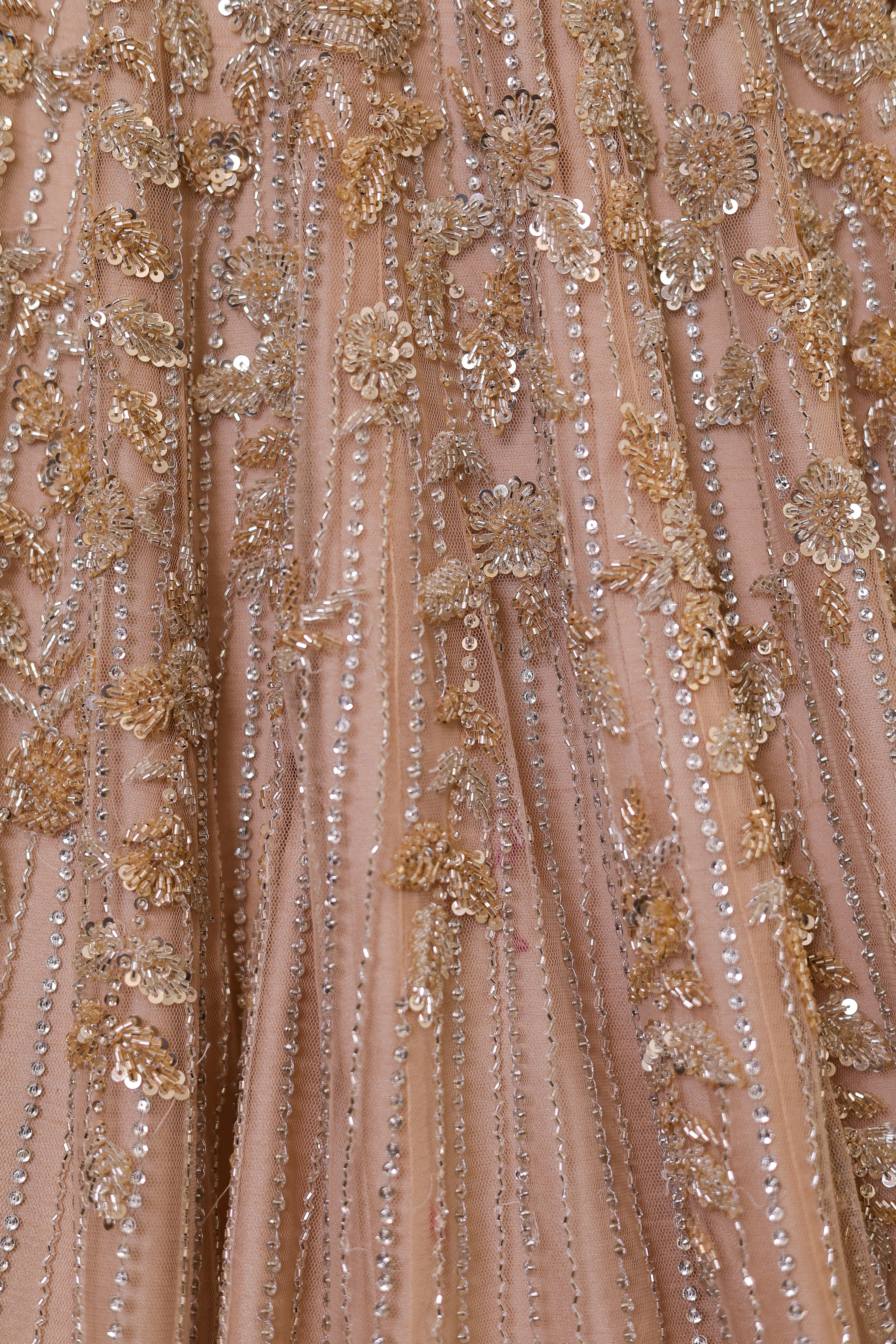 Light Gold Feather Lehenga