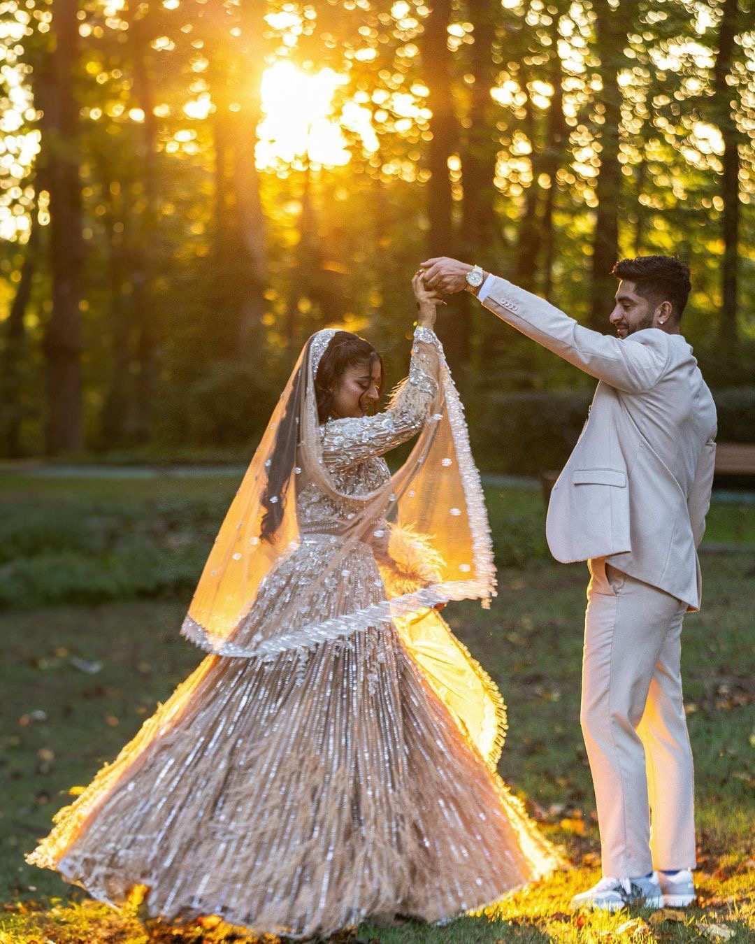 Light Gold Feather Lehenga