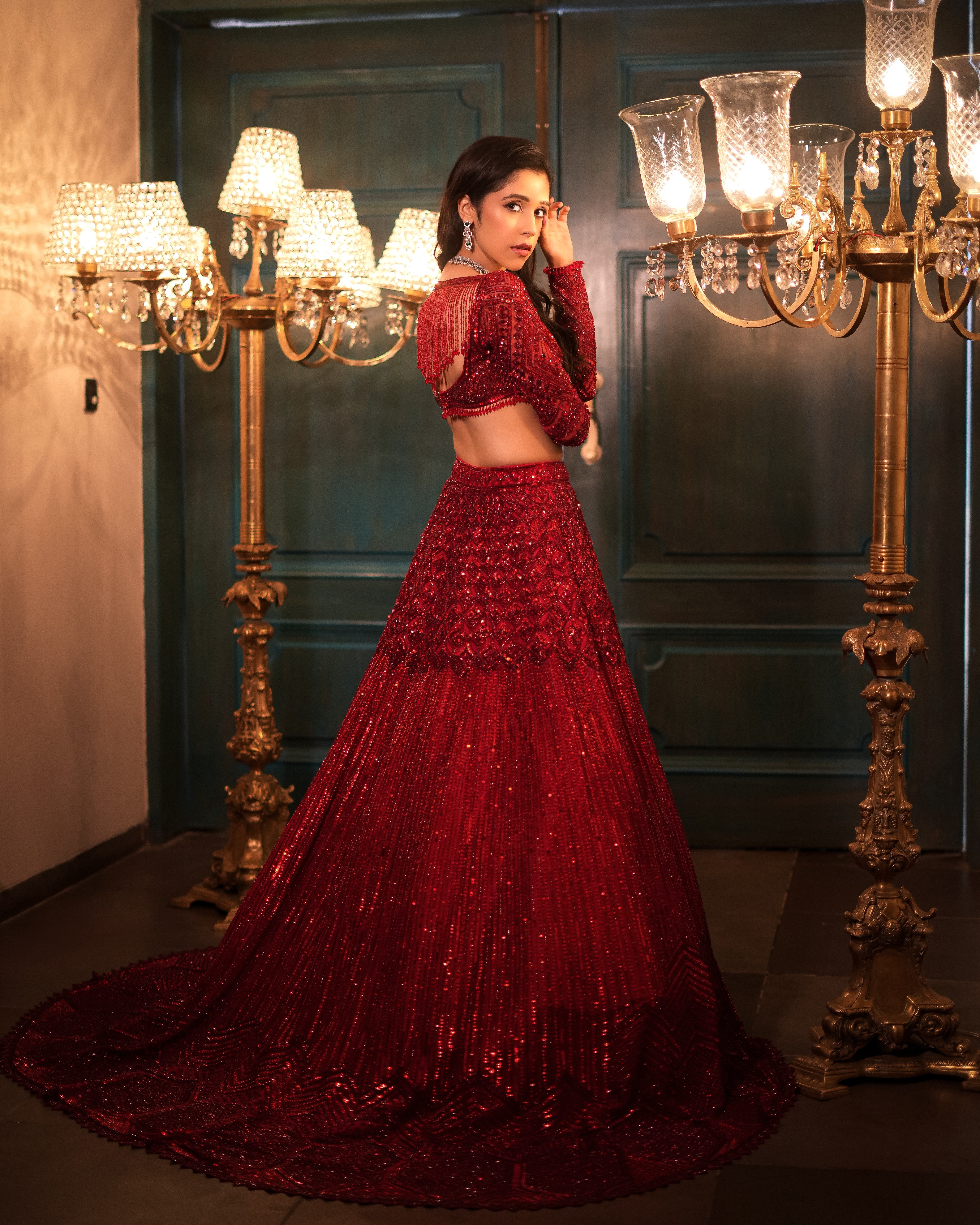 Caara Red Lehenga