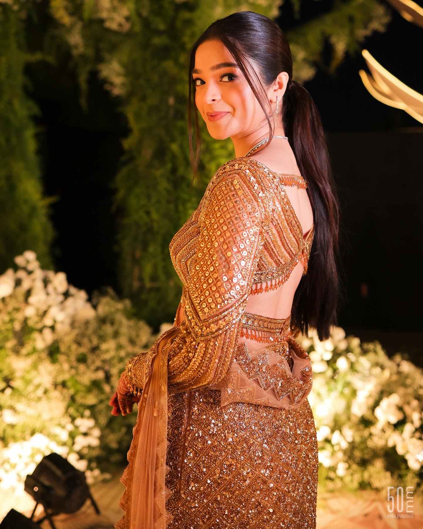 Zeal Dark Gold Fishcut Lehenga