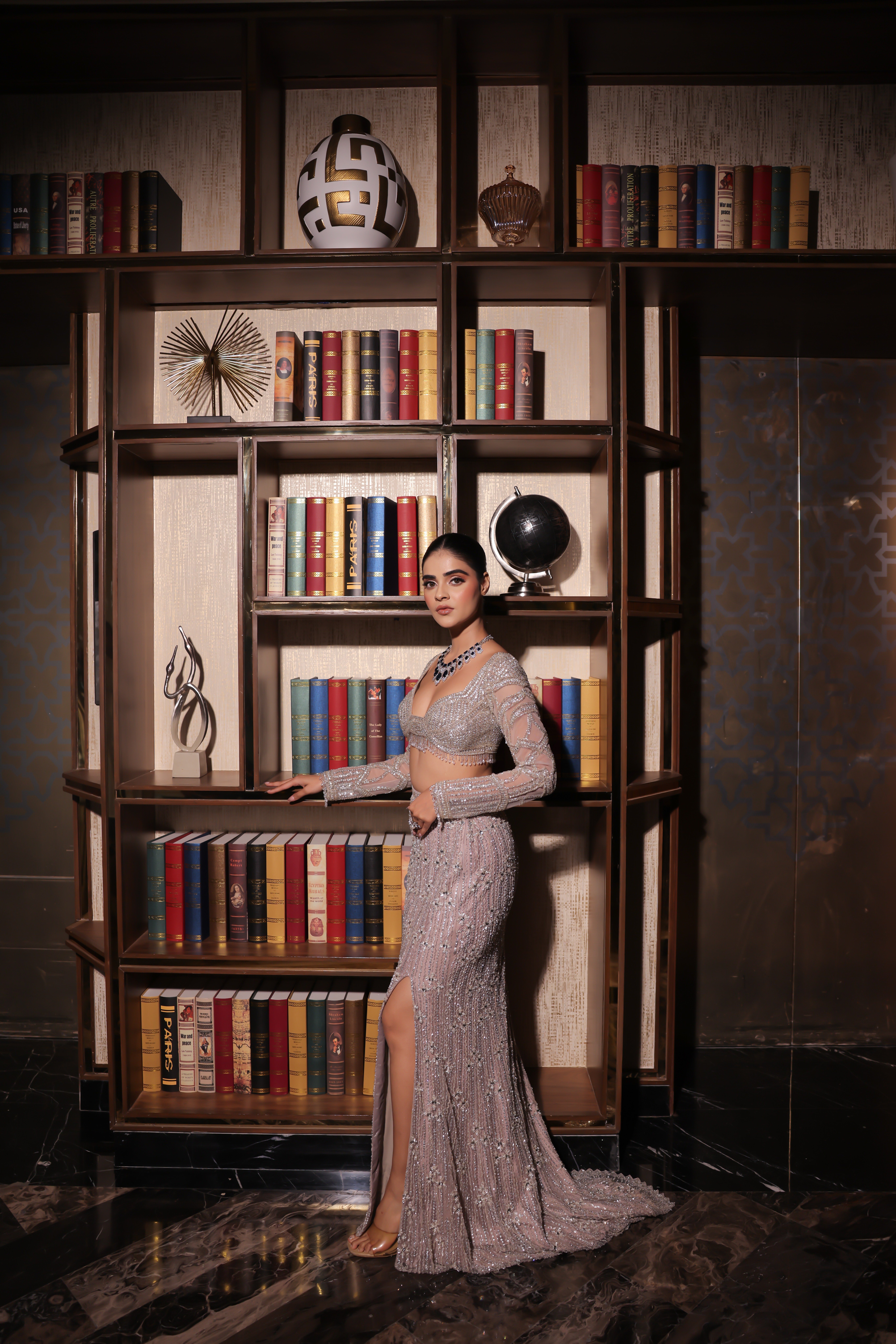 Tara Silver Slit Lehenga