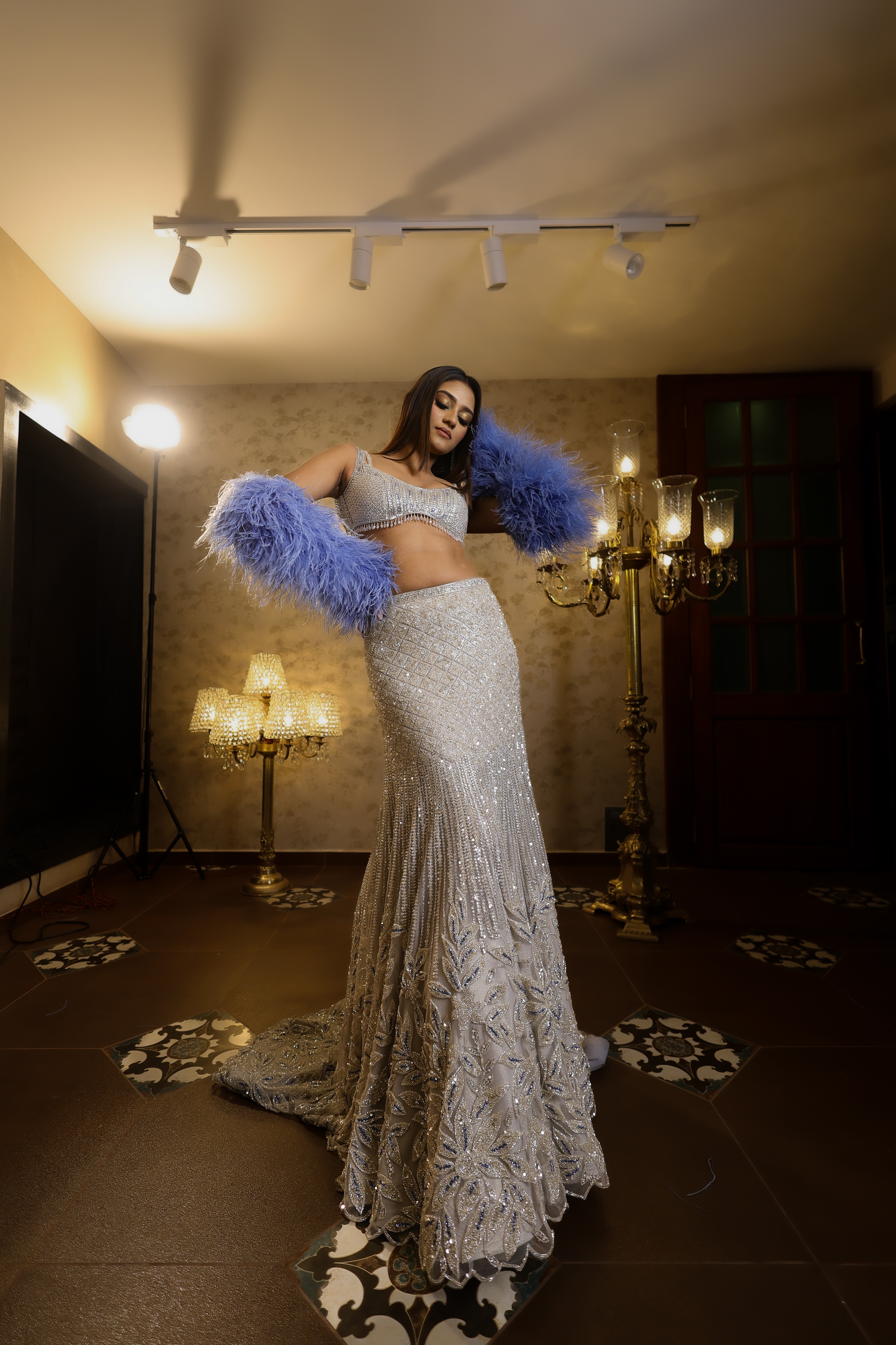 Silver Serena Fishcut Lehenga