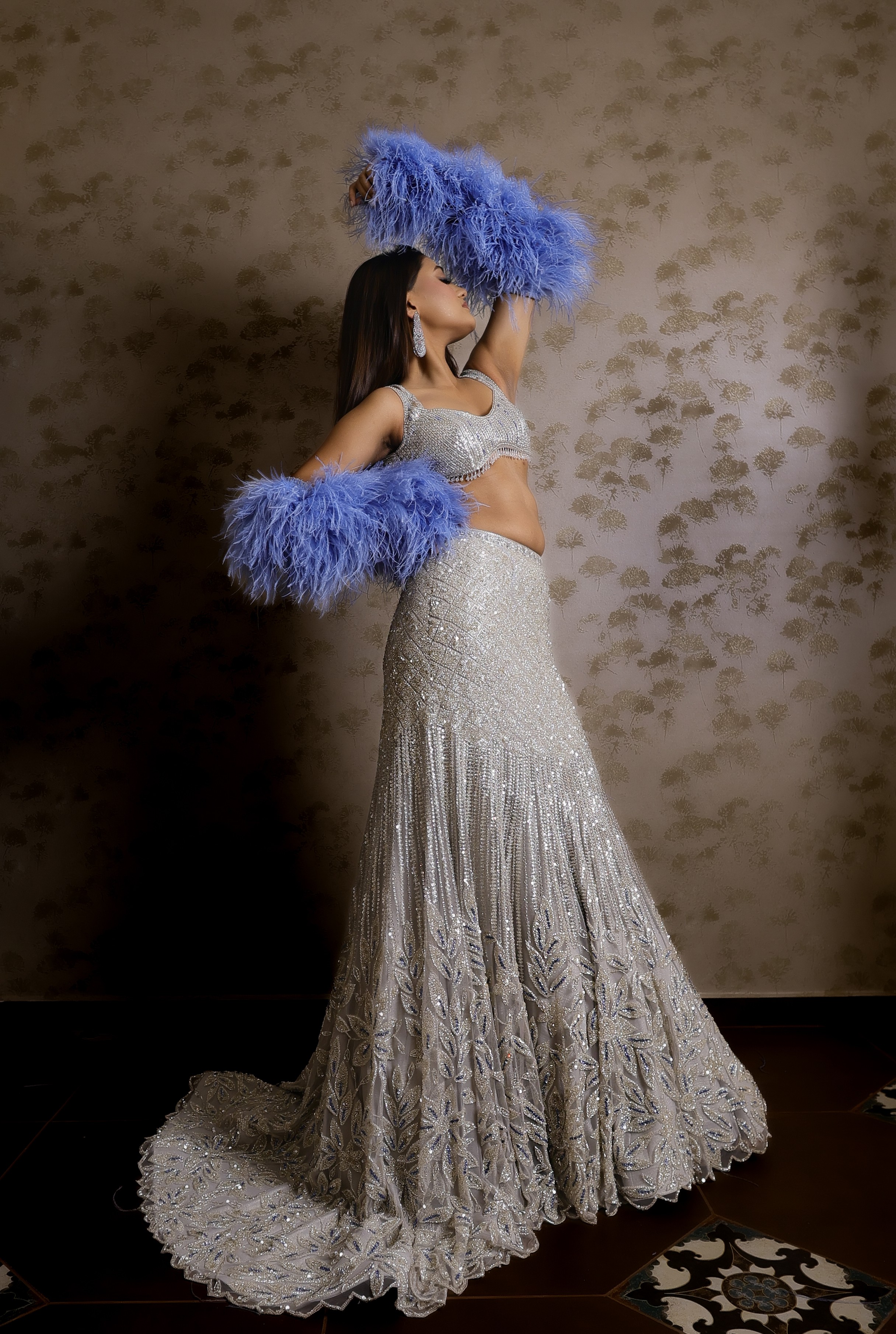 Silver Serena Fishcut Lehenga