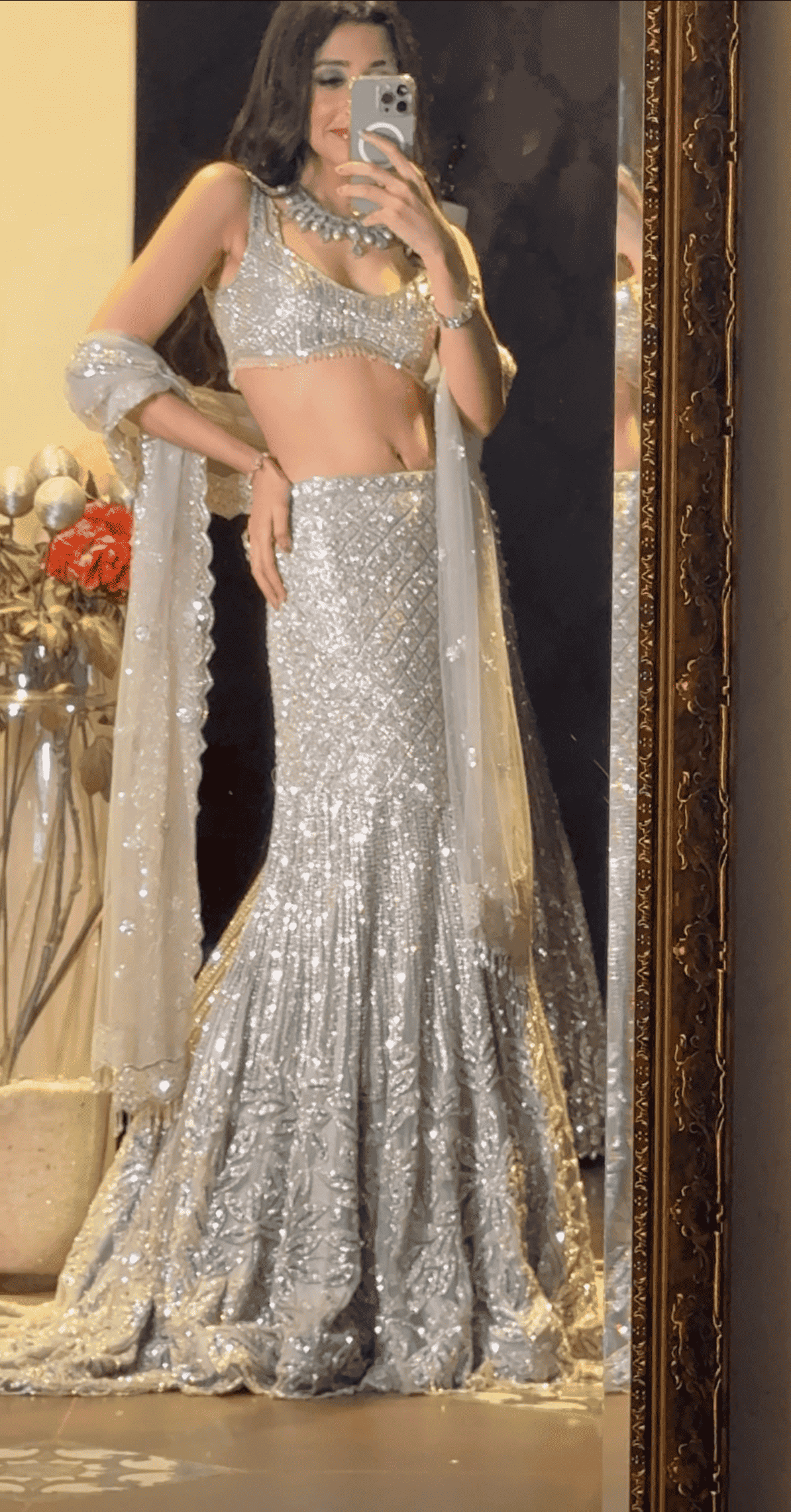 Silver Serena Fishcut Lehenga